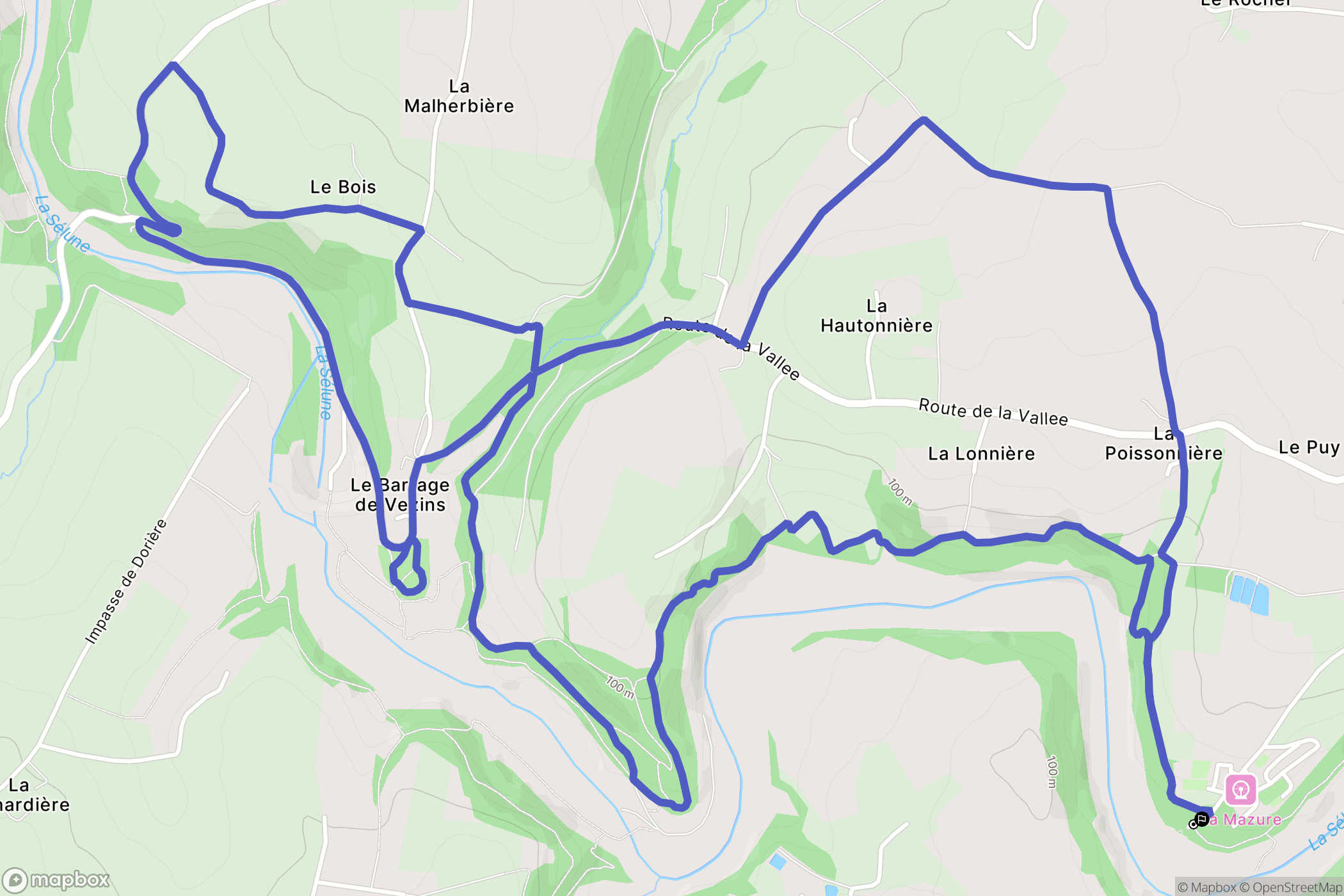 Isigny-le-Buat : carte du parcours de randonnée - France