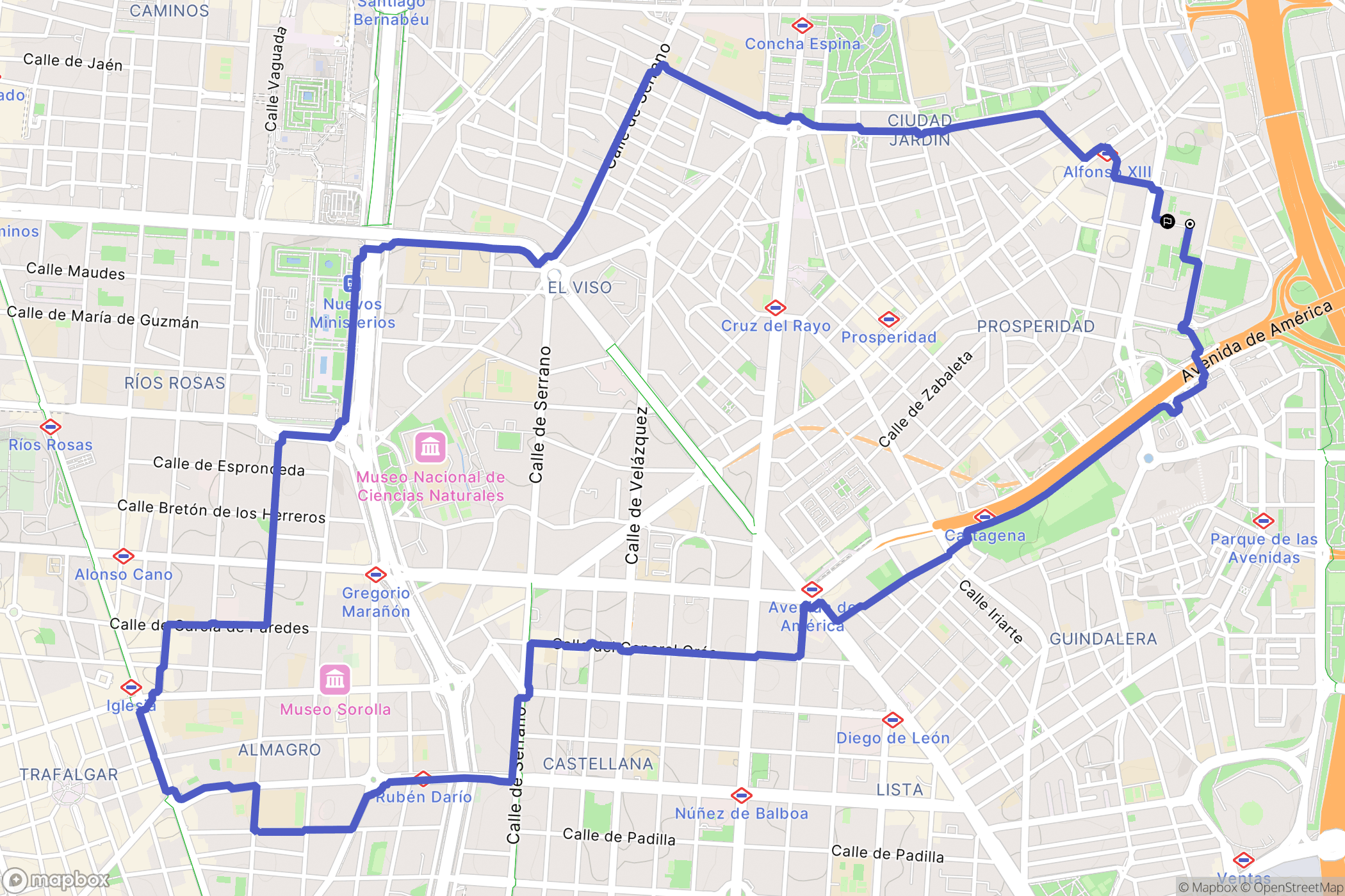 Madrid : carte du parcours de randonnée - Spain