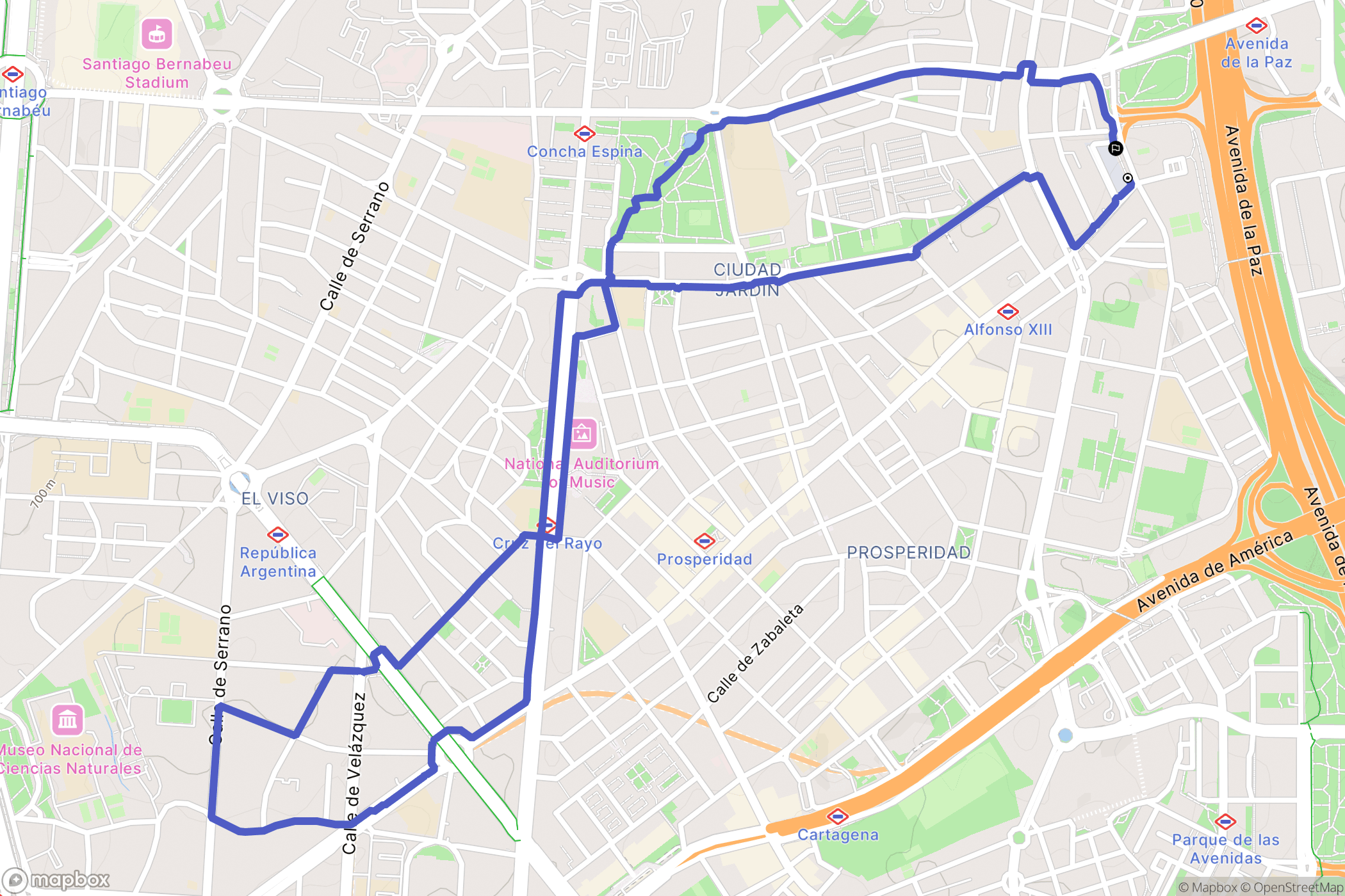 Madrid : carte du parcours de randonnée - Spain