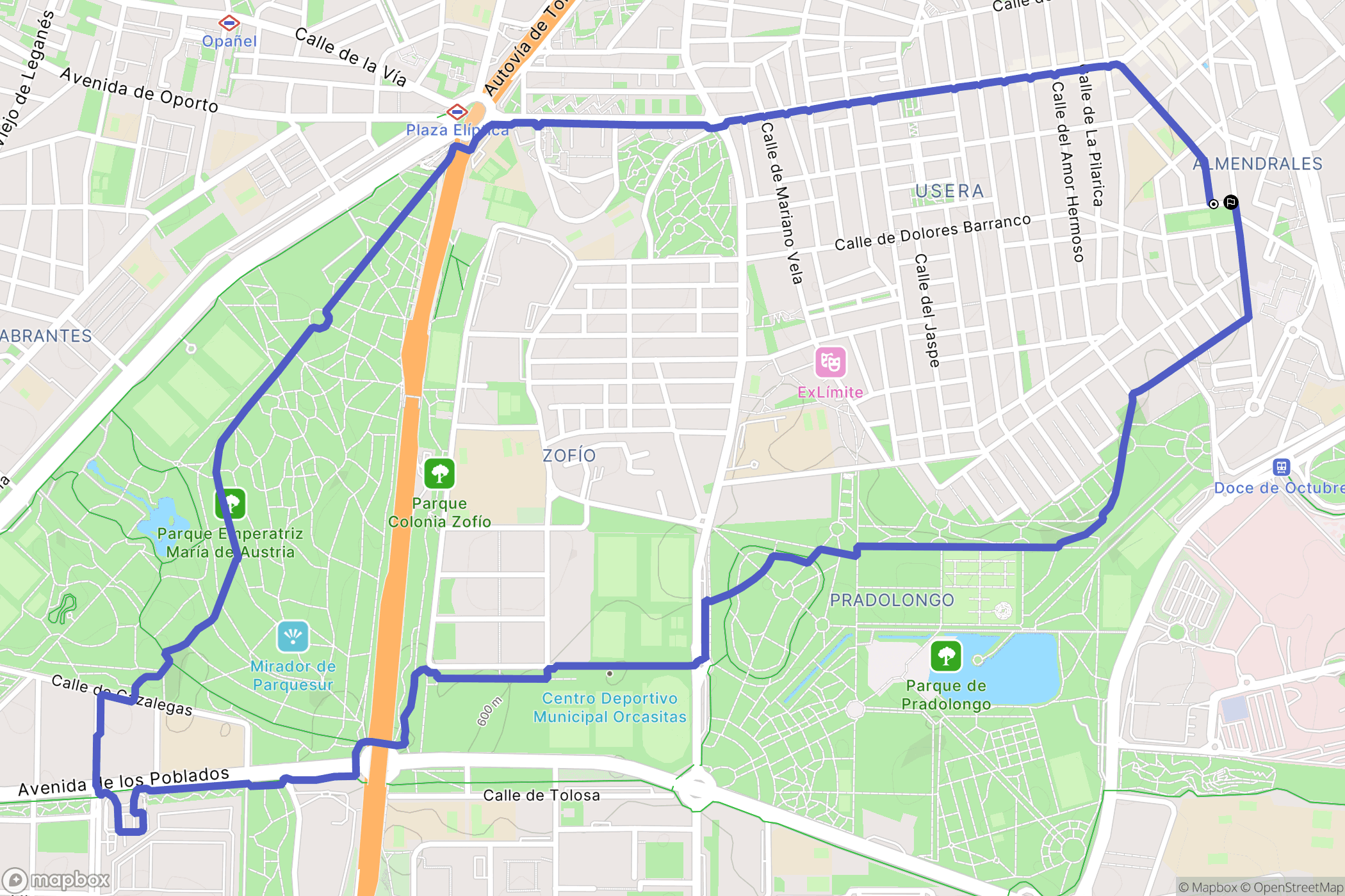 Madrid : carte du parcours de randonnée - Spain