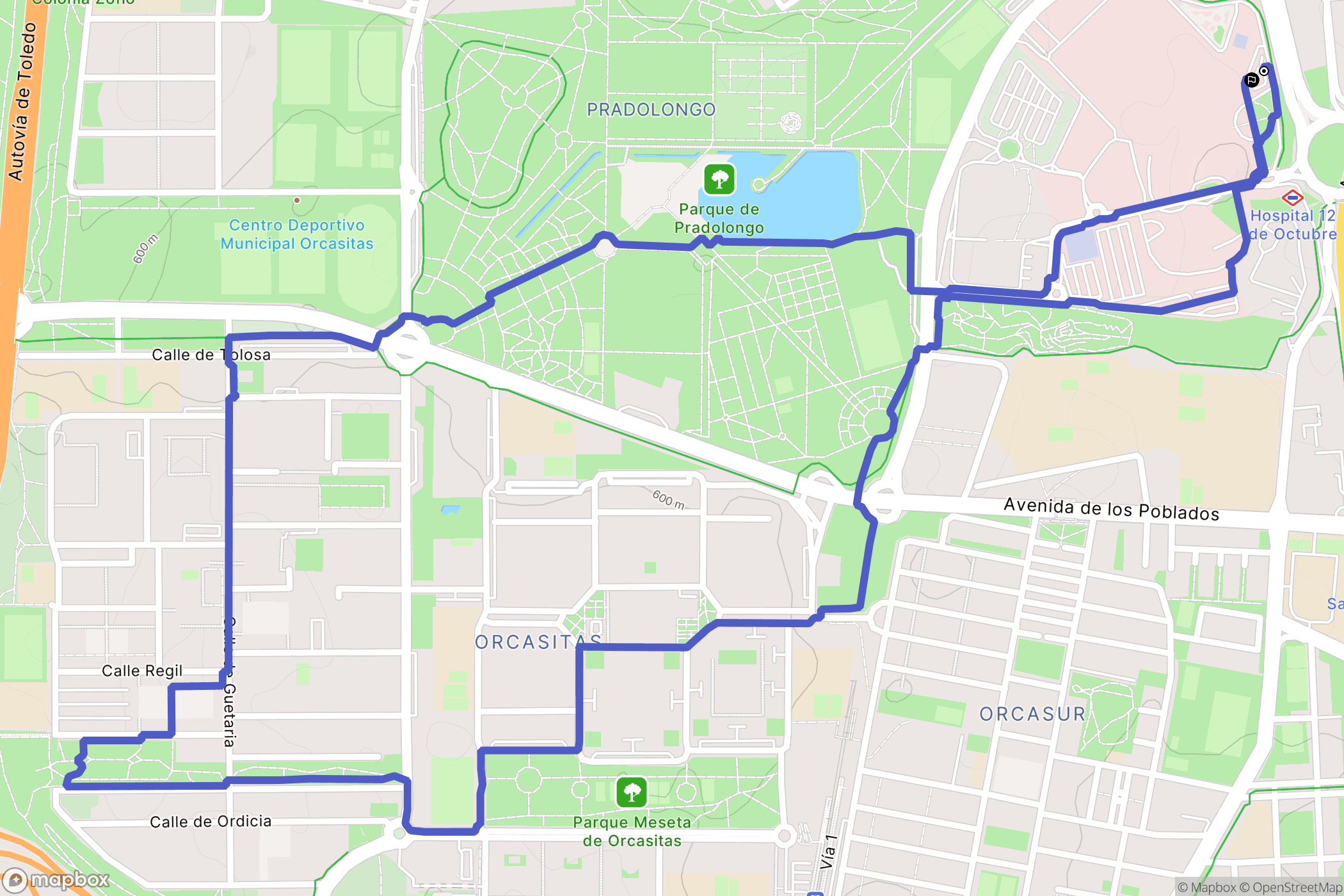 Madrid : carte du parcours de randonnée - Spain