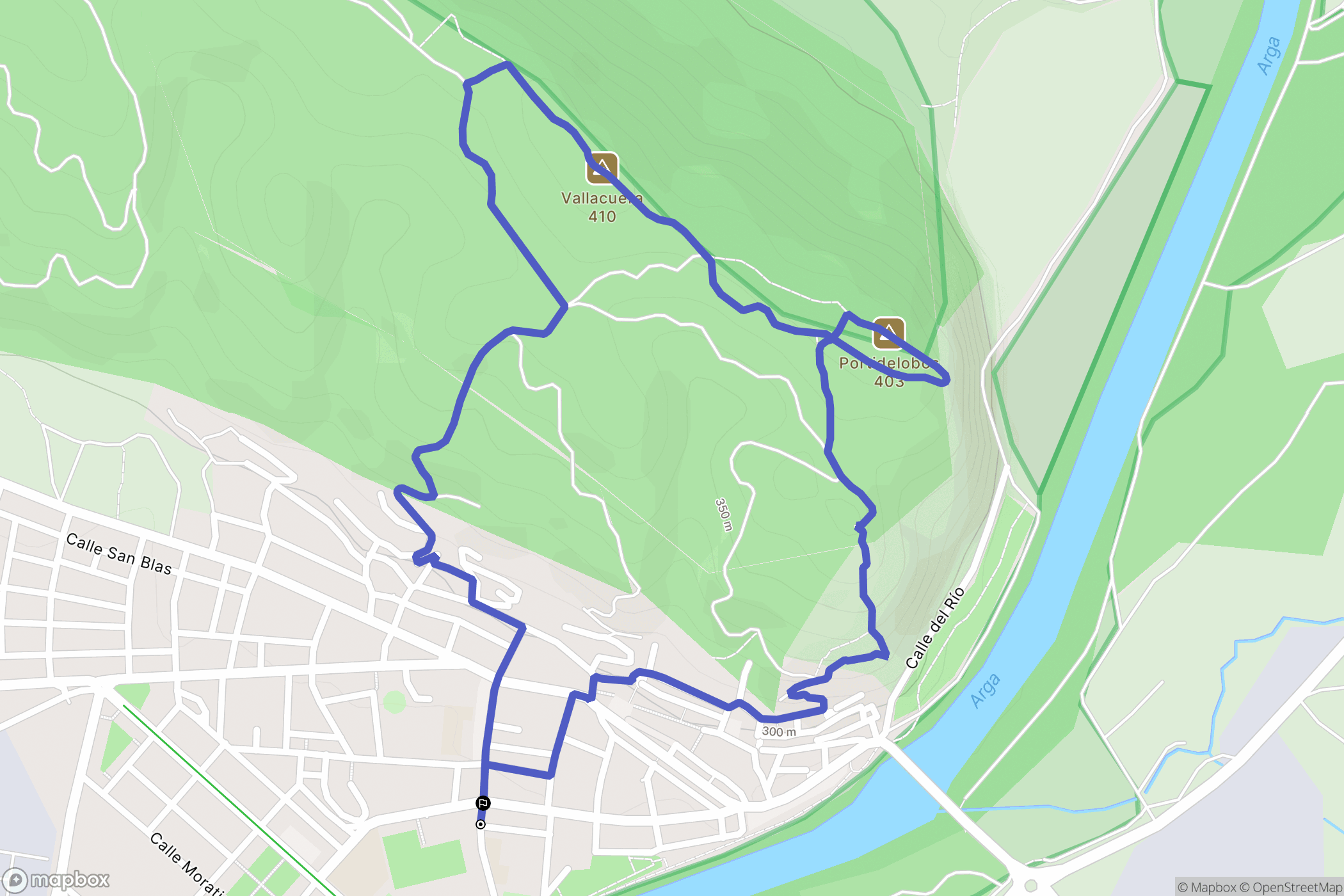 Peralta : carte du parcours de randonnée - Spain