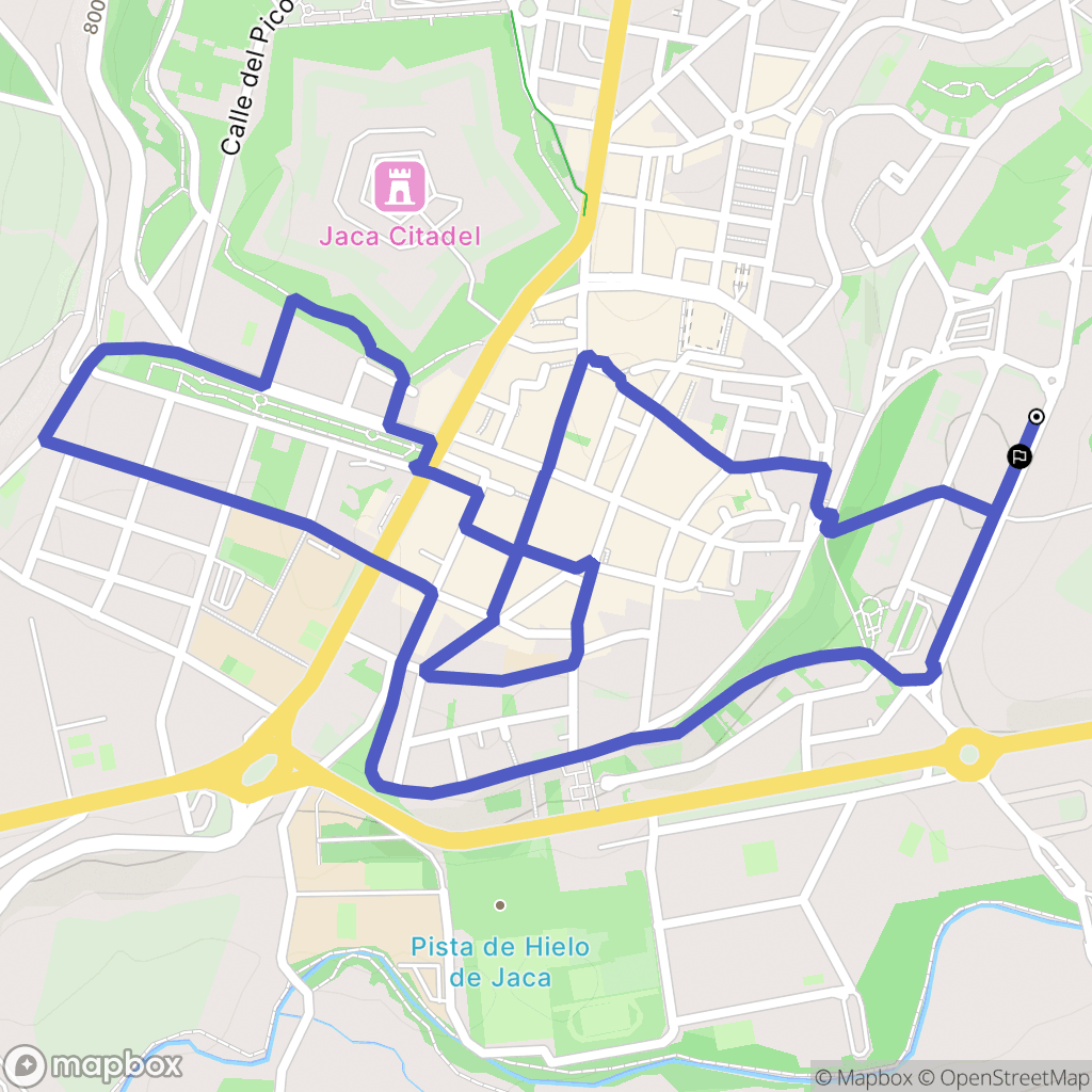 Jaca : carte du parcours de randonnée - Spain