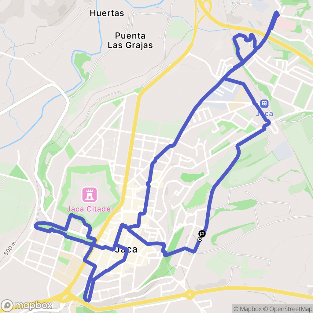 Jaca : carte du parcours de randonnée - Spain