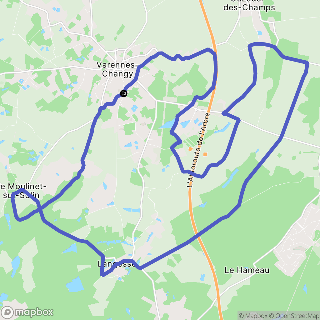 Varennes-Changy : carte du parcours de randonnée - France