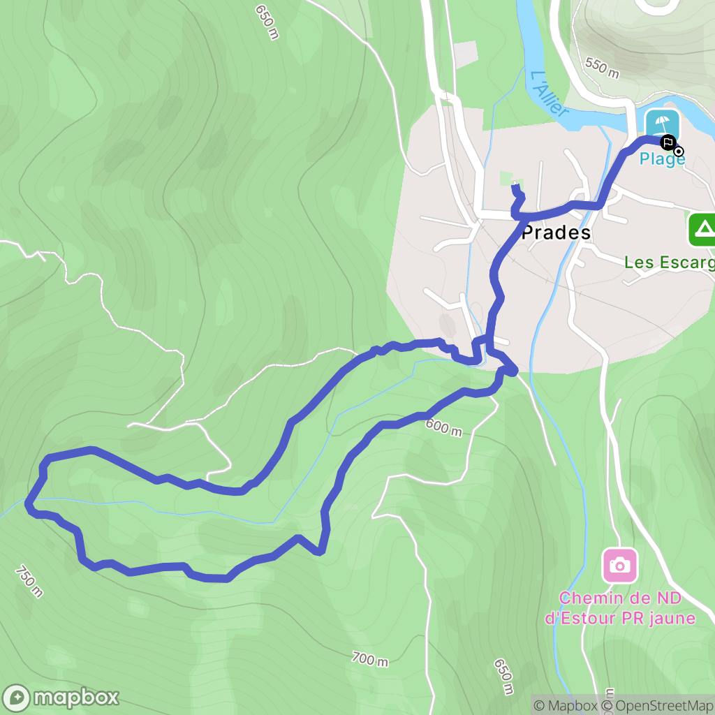 Prades : carte du parcours de randonnée - France