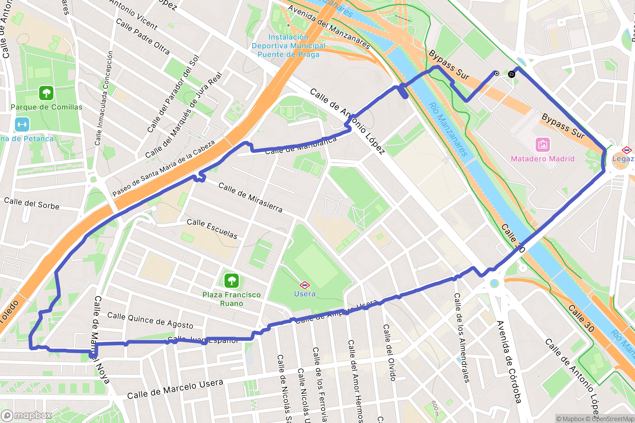 Madrid : carte du parcours de randonnée - Spain