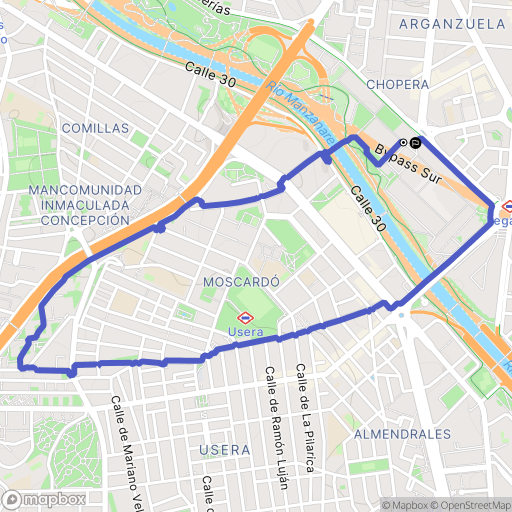 Madrid : carte du parcours de randonnée - Spain