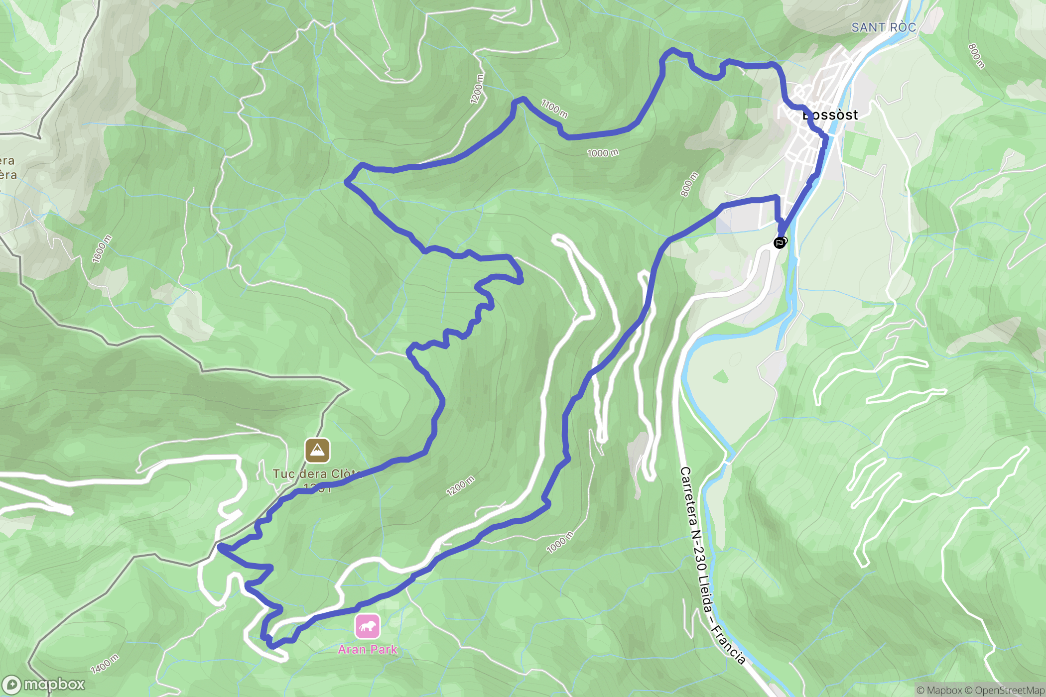Bossòst : carte du parcours de randonnée - Spain