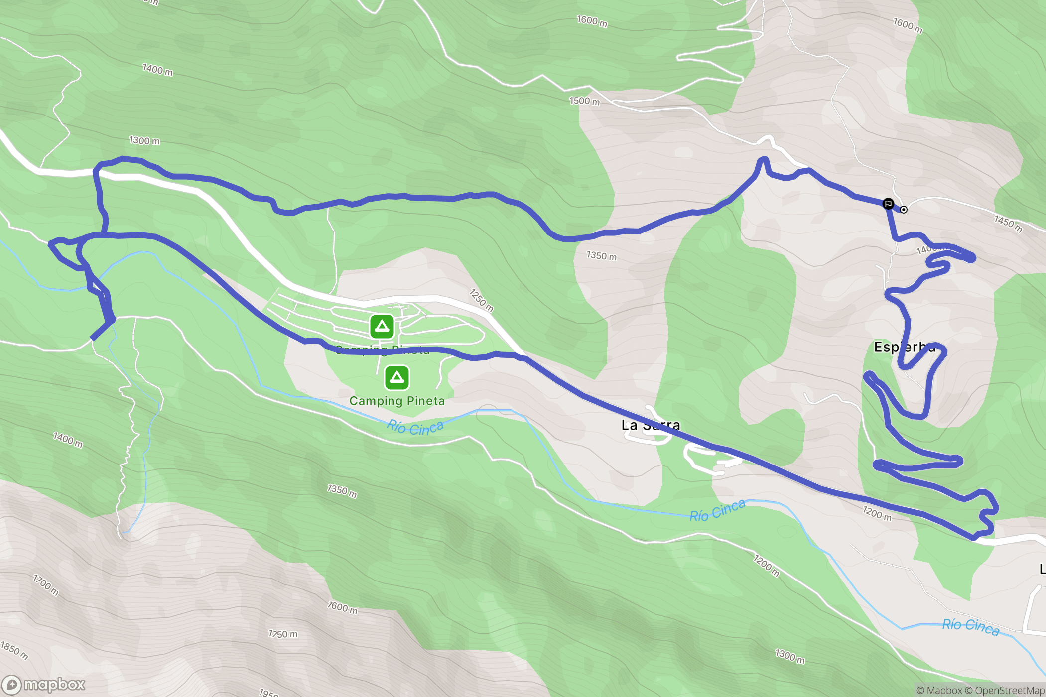 Espierba : carte du parcours de randonnée - Spain