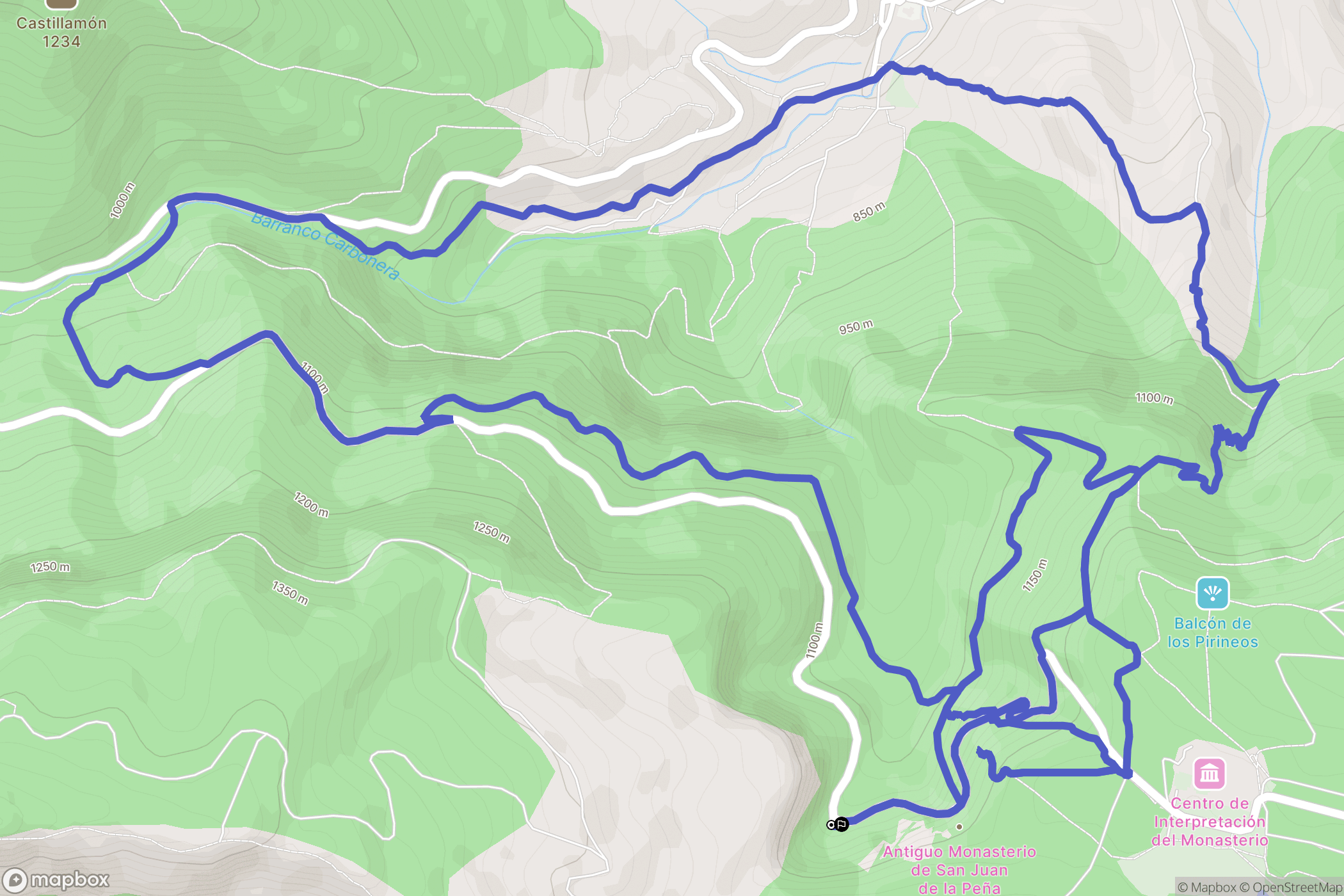 Santa Cruz de la Serós : carte du parcours de randonnée - Spain
