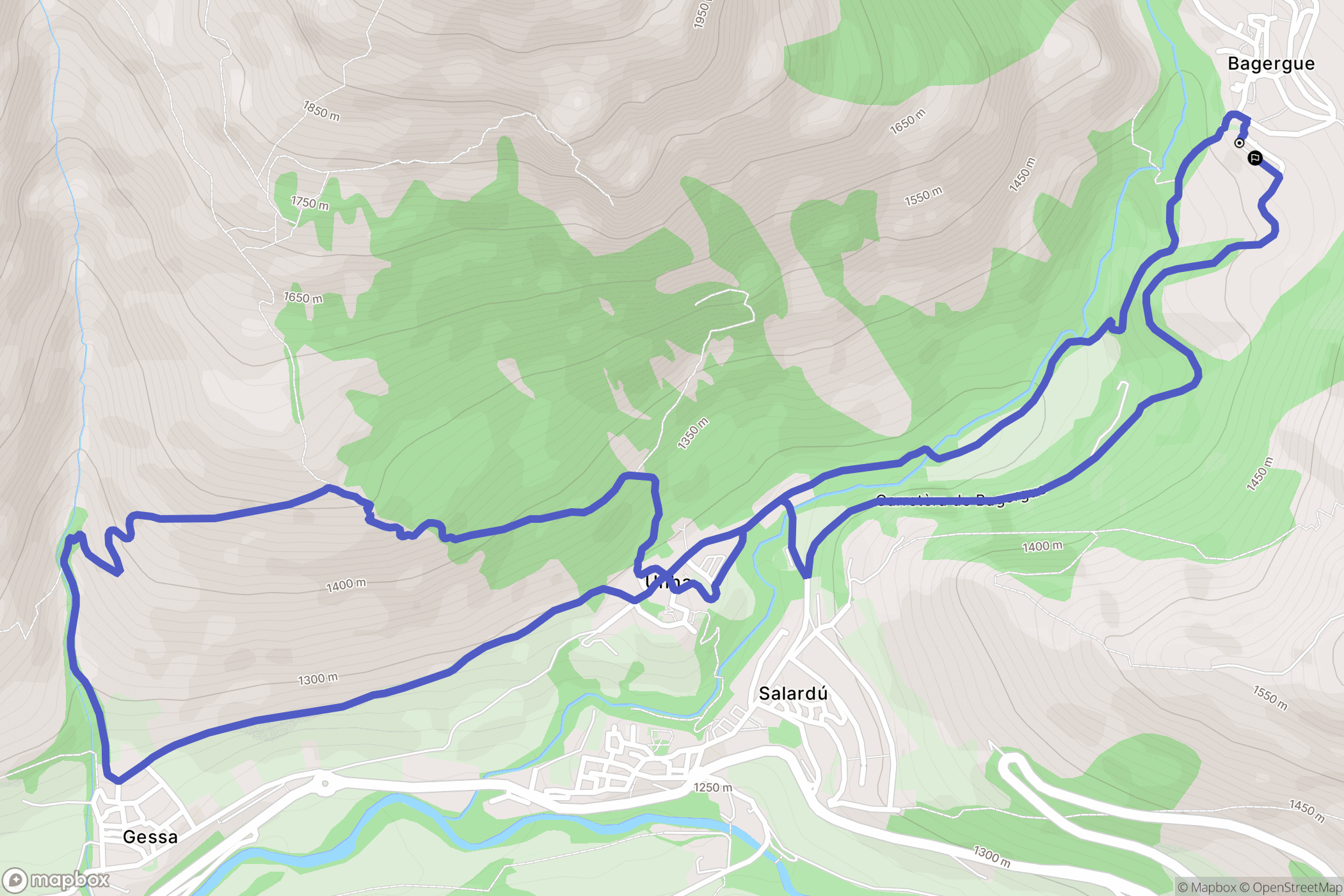 : carte du parcours de randonnée - Spain