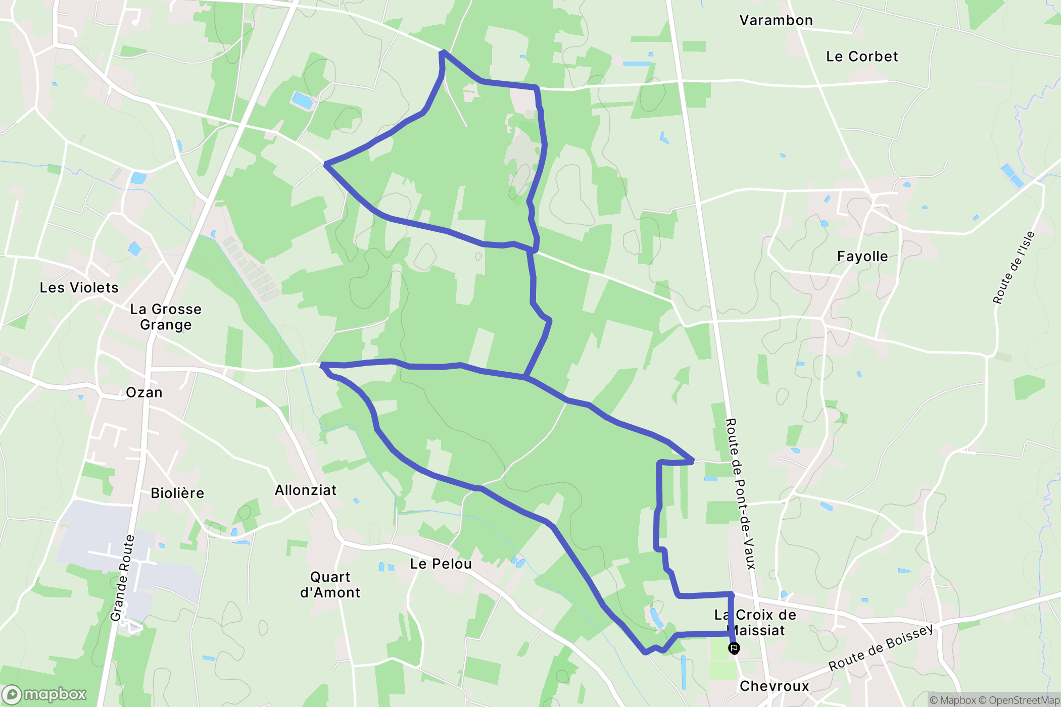Chevroux : carte du parcours de randonnée - France