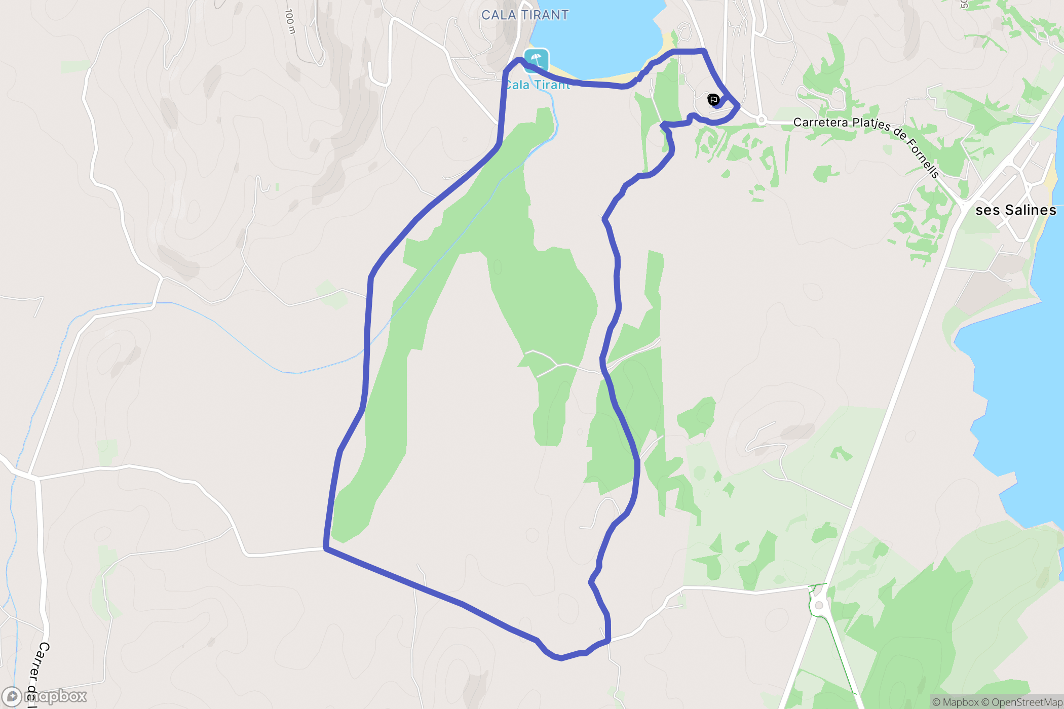 Playas de Fornells : carte du parcours de randonnée - Spain
