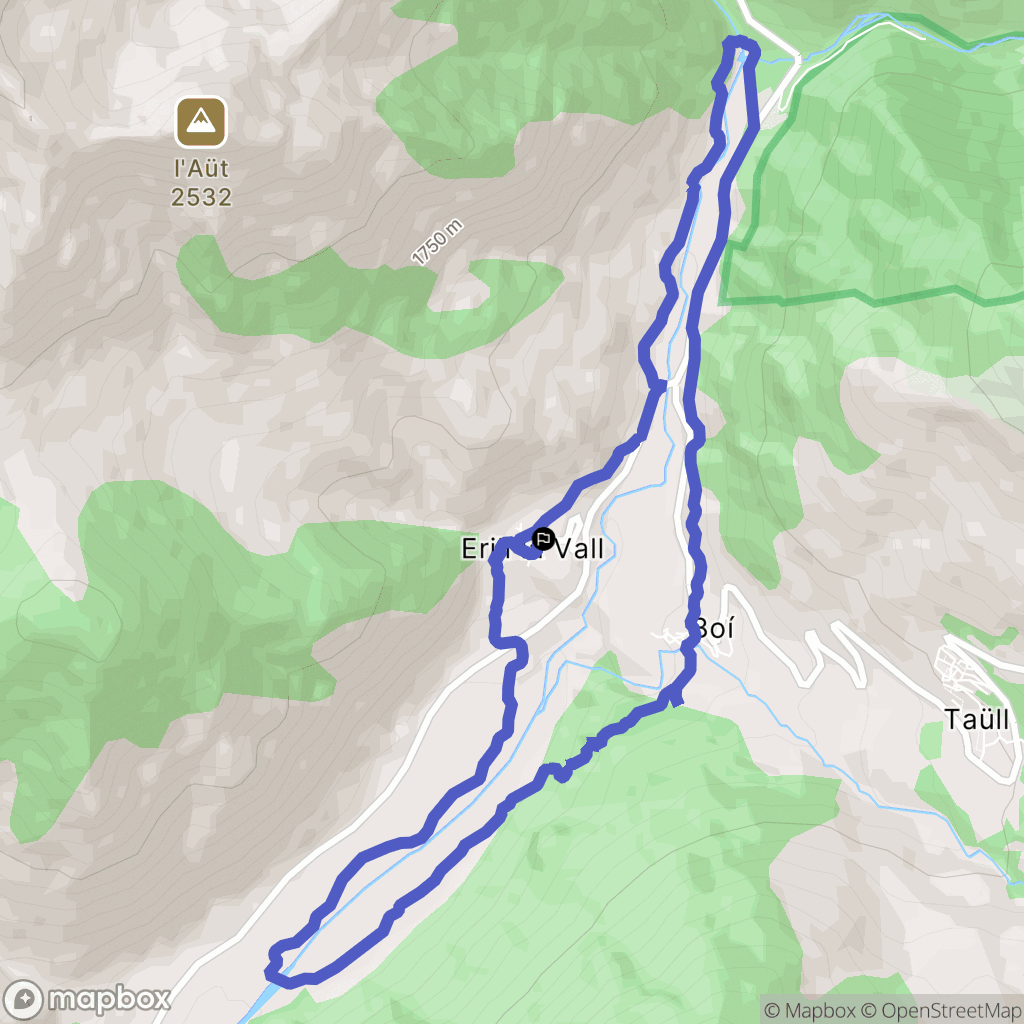 Erill la Vall : carte du parcours de randonnée - Spain