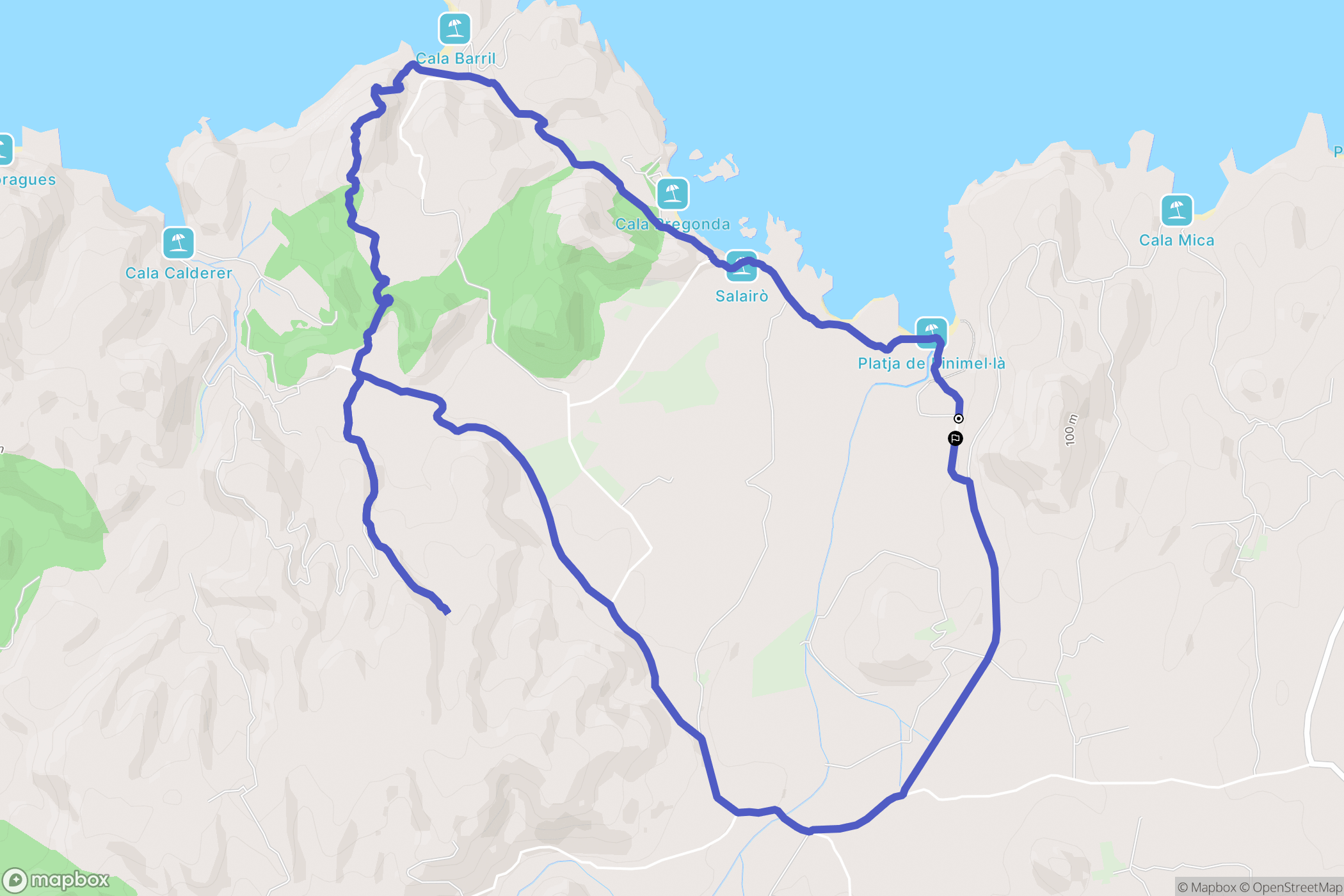 Es Mercadal : carte du parcours de randonnée - Spain