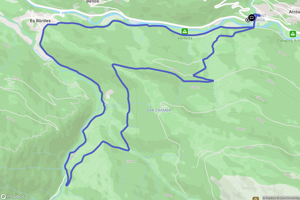 El Pont d'Arròs : carte du parcours de randonnée - Spain