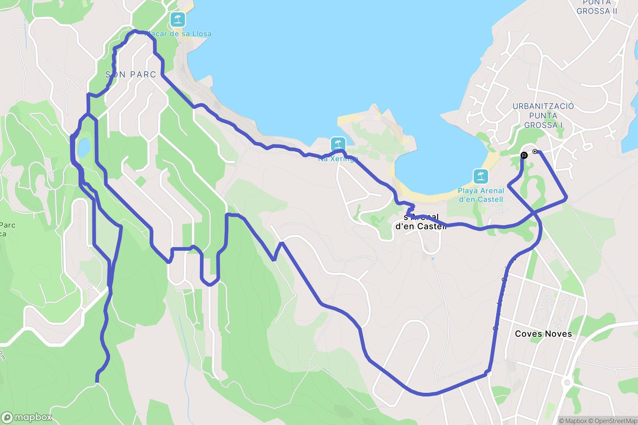 Es Mercadal : carte du parcours de randonnée - Spain