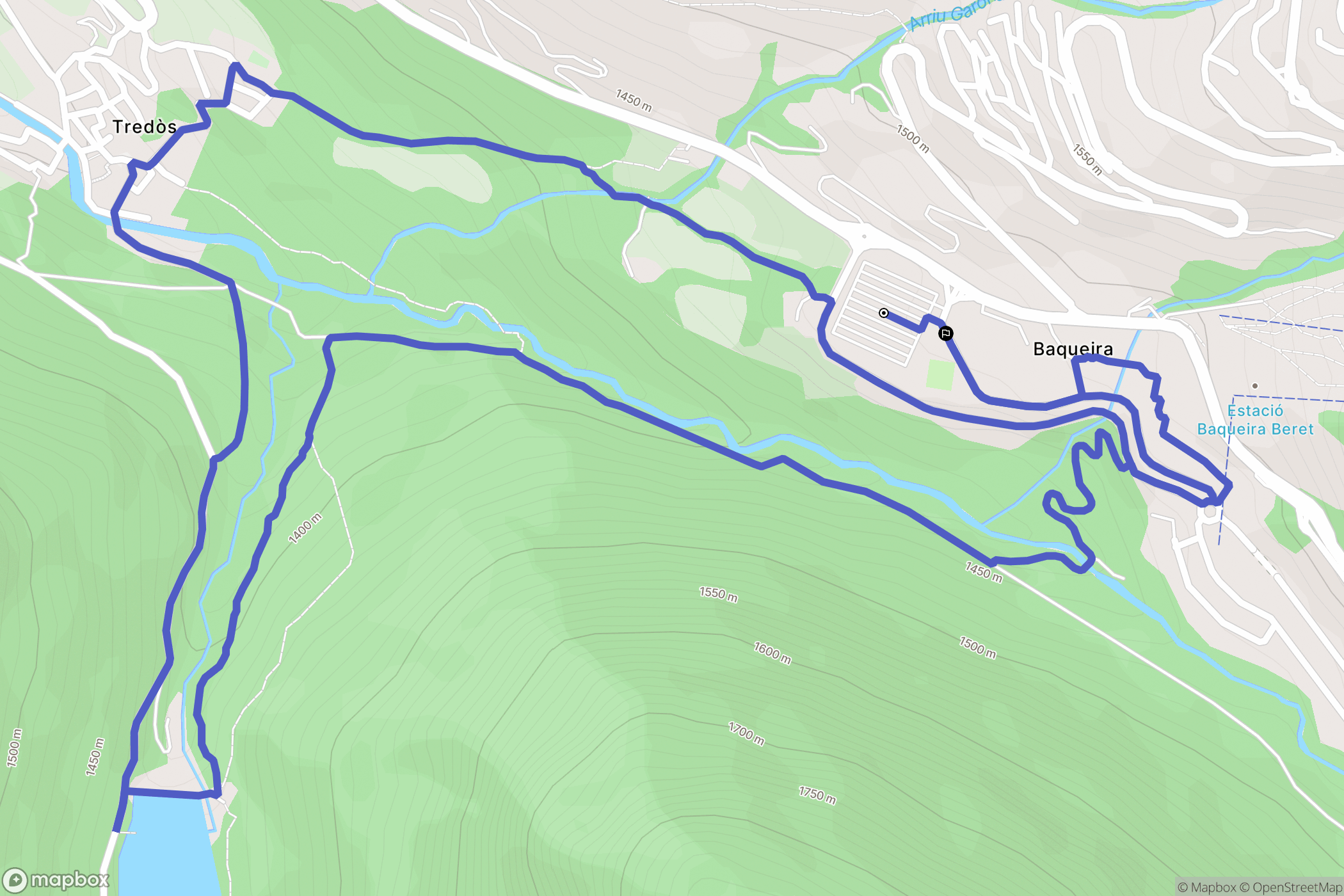 Baqueira : carte du parcours de randonnée - Spain