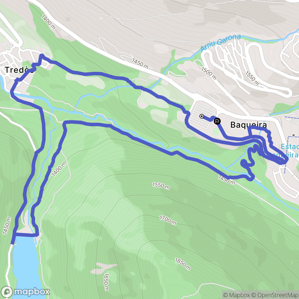 Baqueira : carte du parcours de randonnée - Spain
