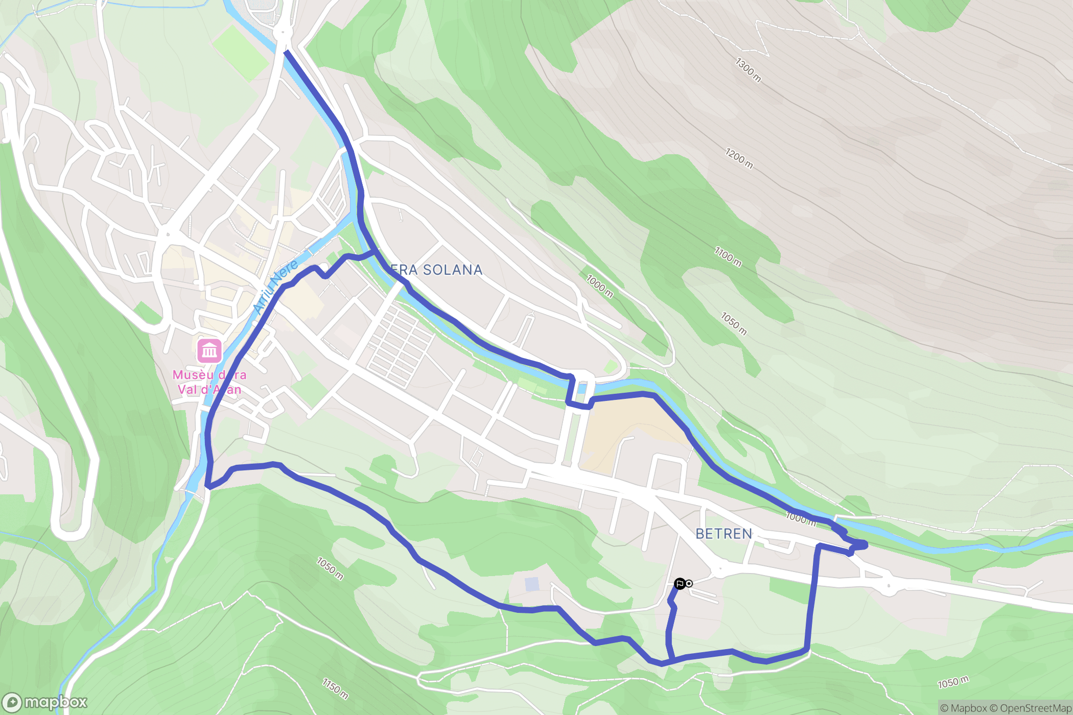 Betrén : carte du parcours de randonnée - Spain