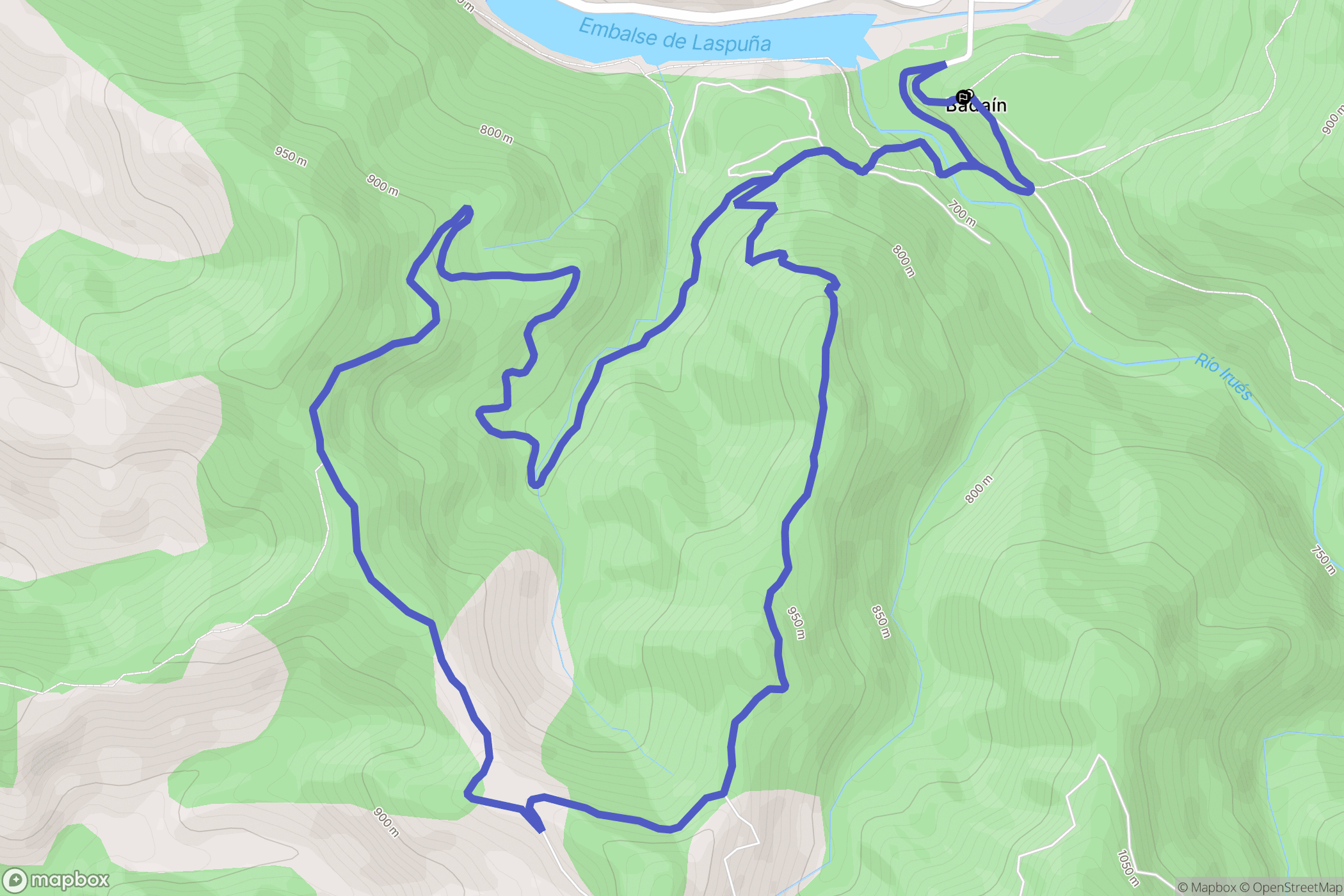 Badaín : carte du parcours de randonnée - Spain