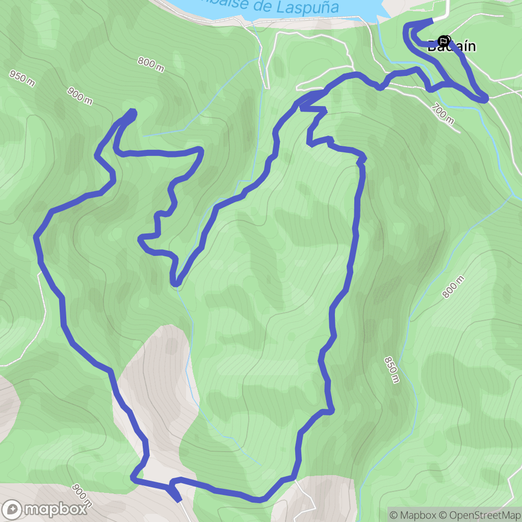 Badaín : carte du parcours de randonnée - Spain