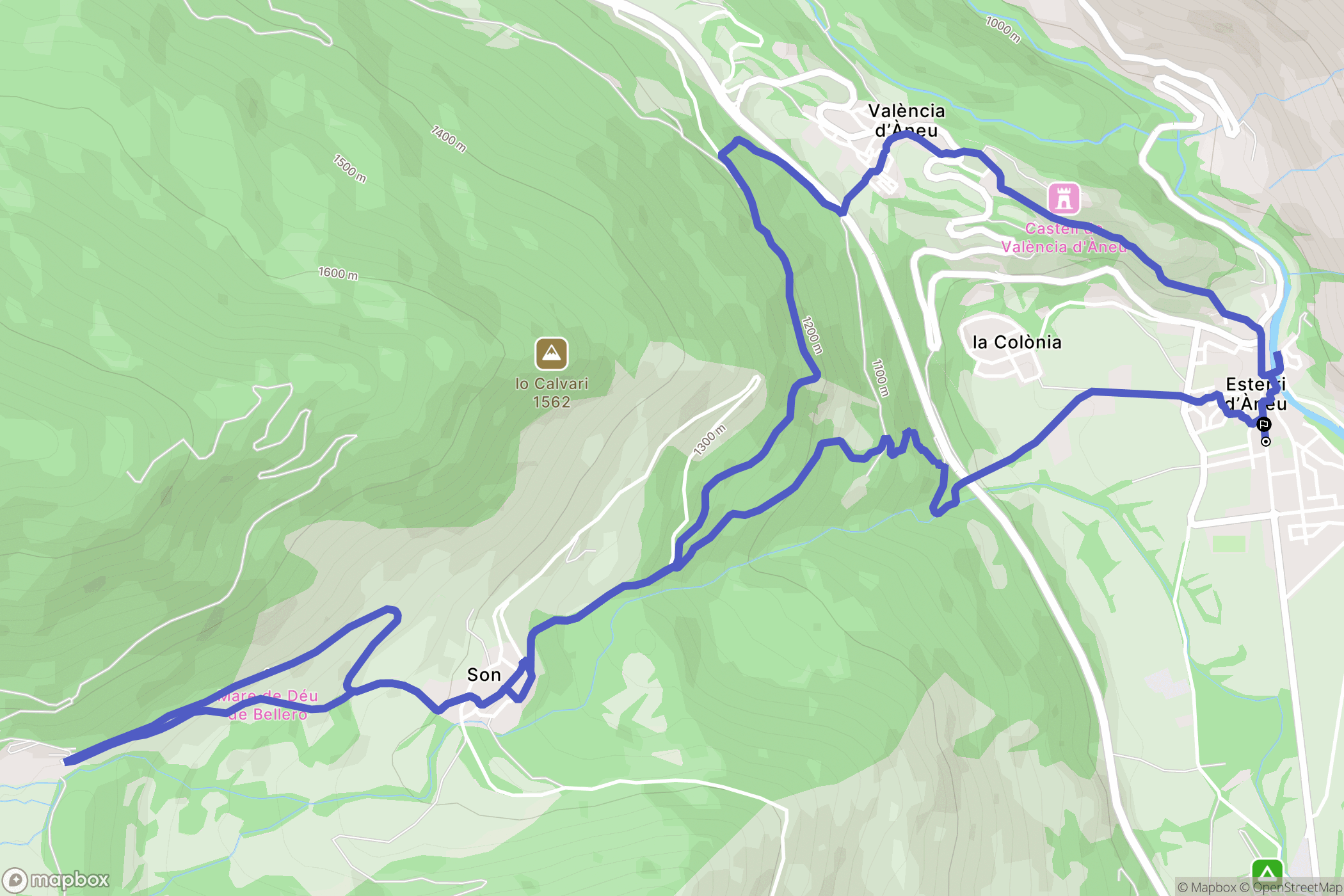 Esterri d'Àneu : carte du parcours de randonnée - Spain