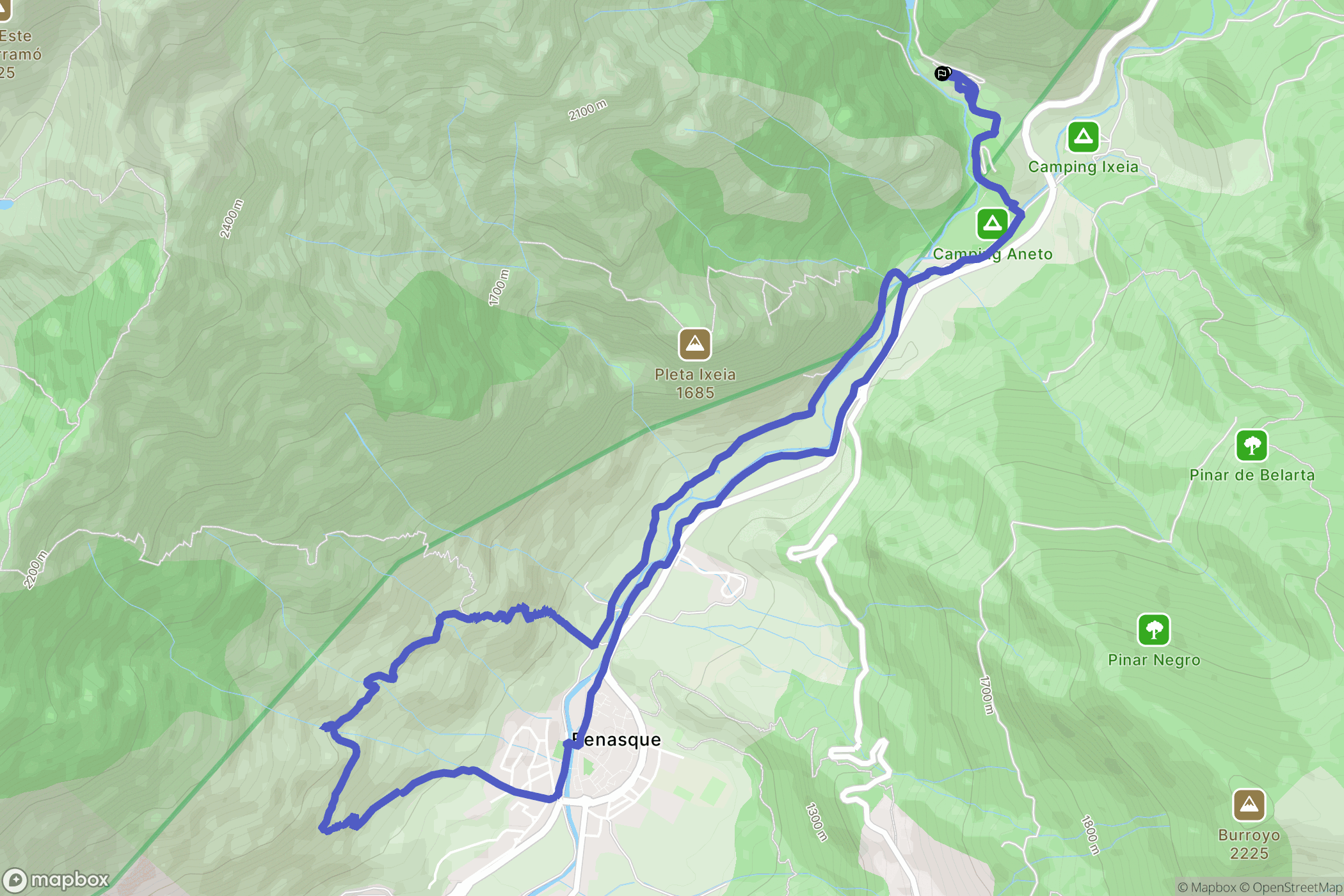 Benasque : carte du parcours de randonnée - Spain