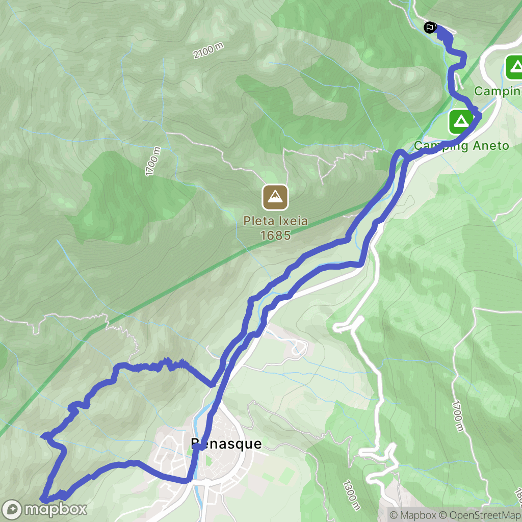Benasque : carte du parcours de randonnée - Spain