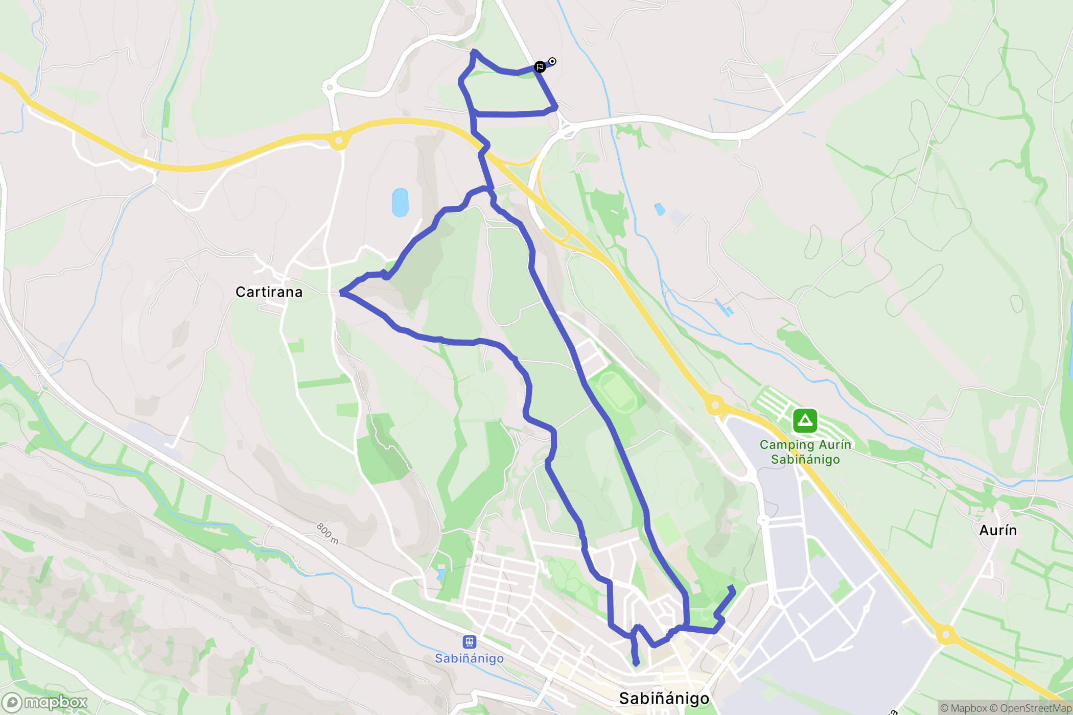 Sabiñánigo : carte du parcours de randonnée - Spain
