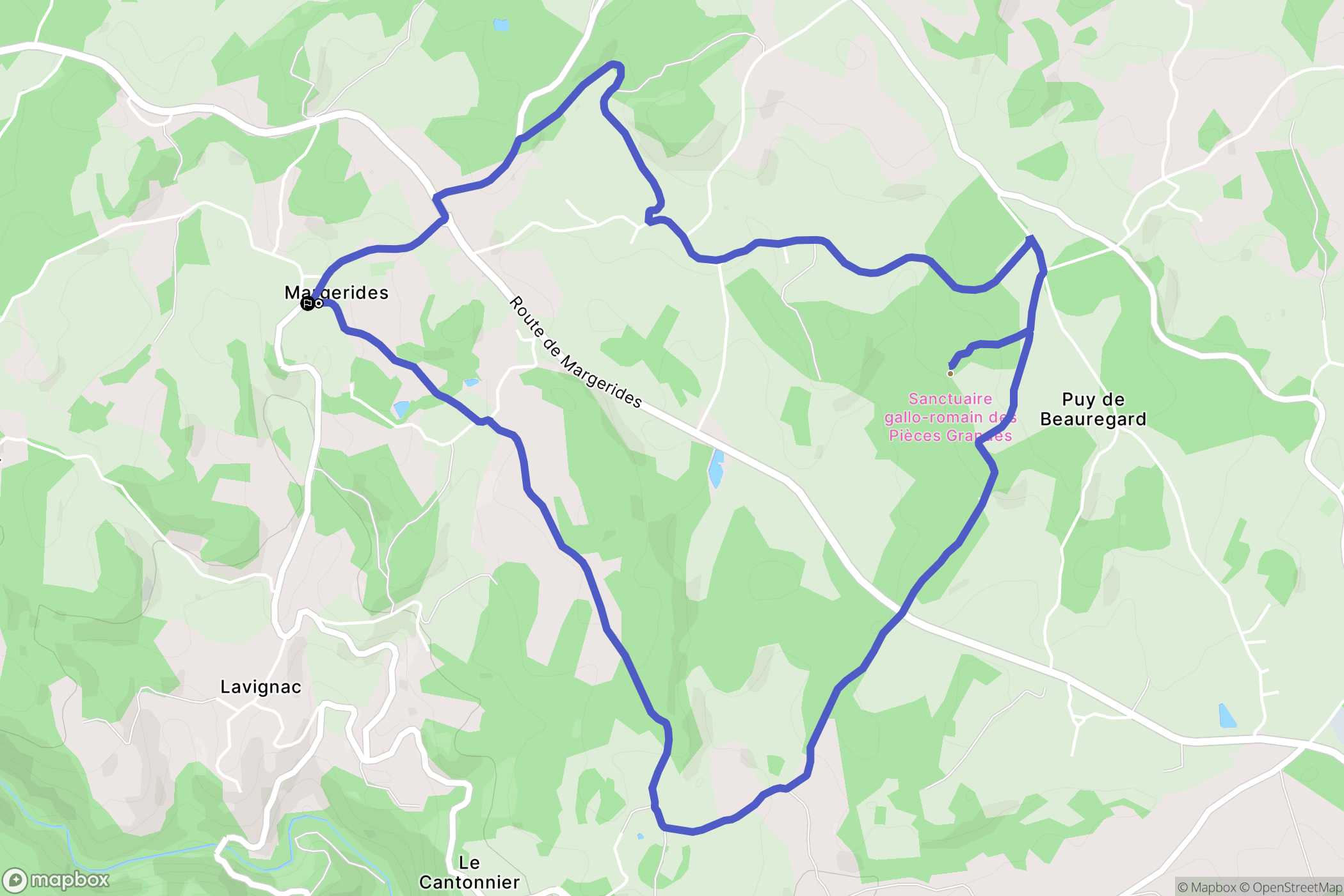 Margerides : carte du parcours de randonnée - France