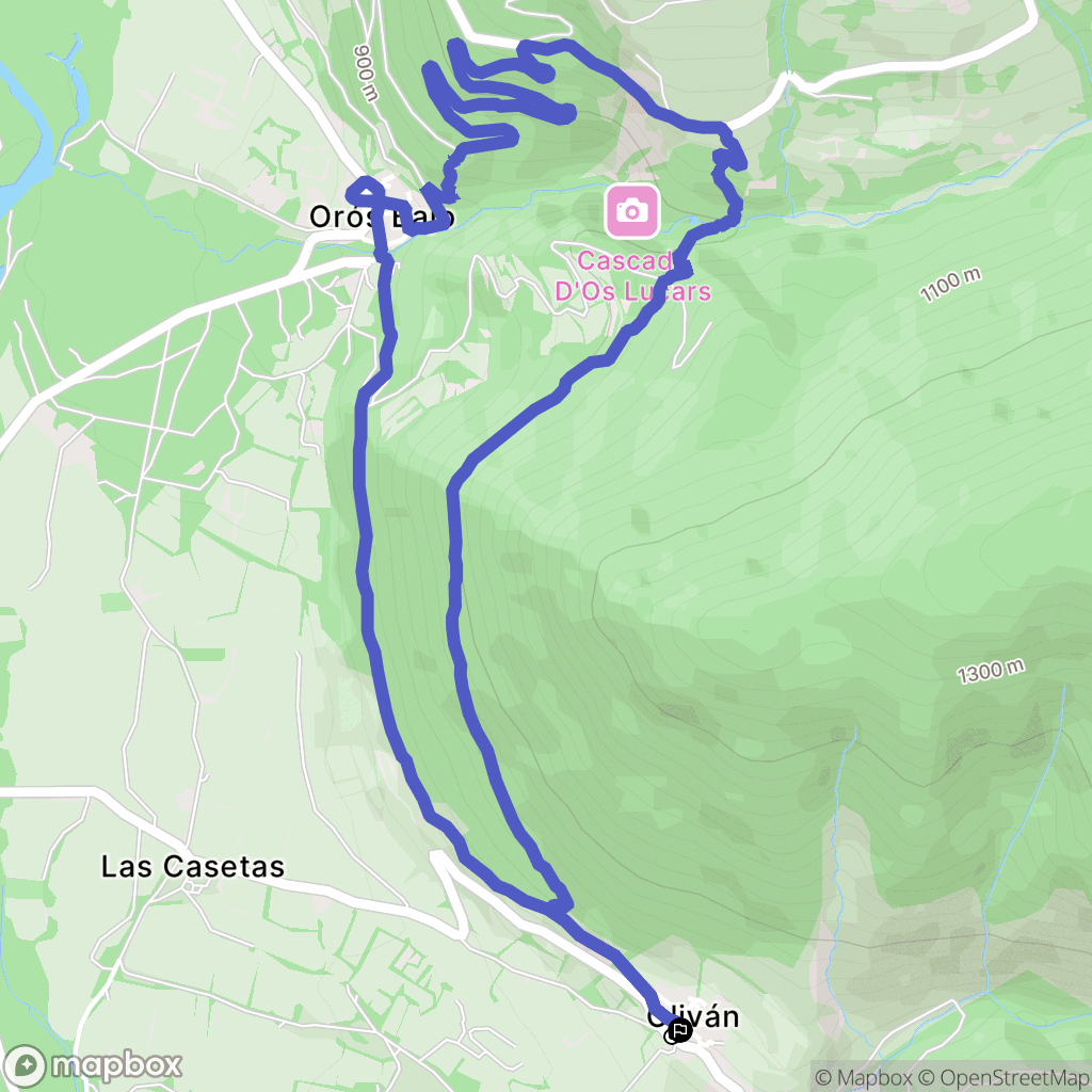 Oliván : carte du parcours de randonnée - Spain