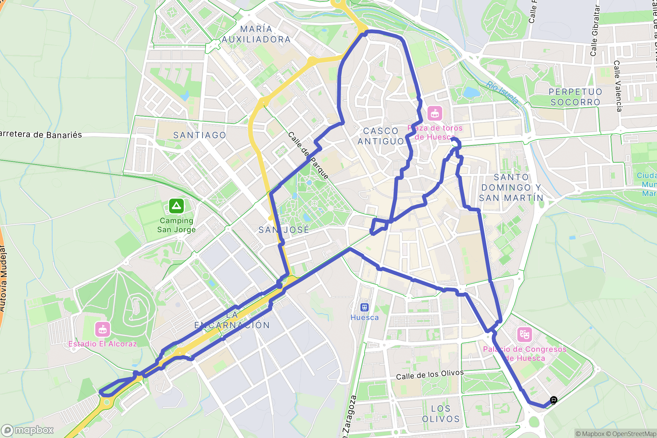 Huesca : carte du parcours de randonnée - Spain