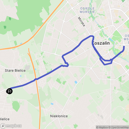 Nowe Bielice: mapa trasy - Poland
