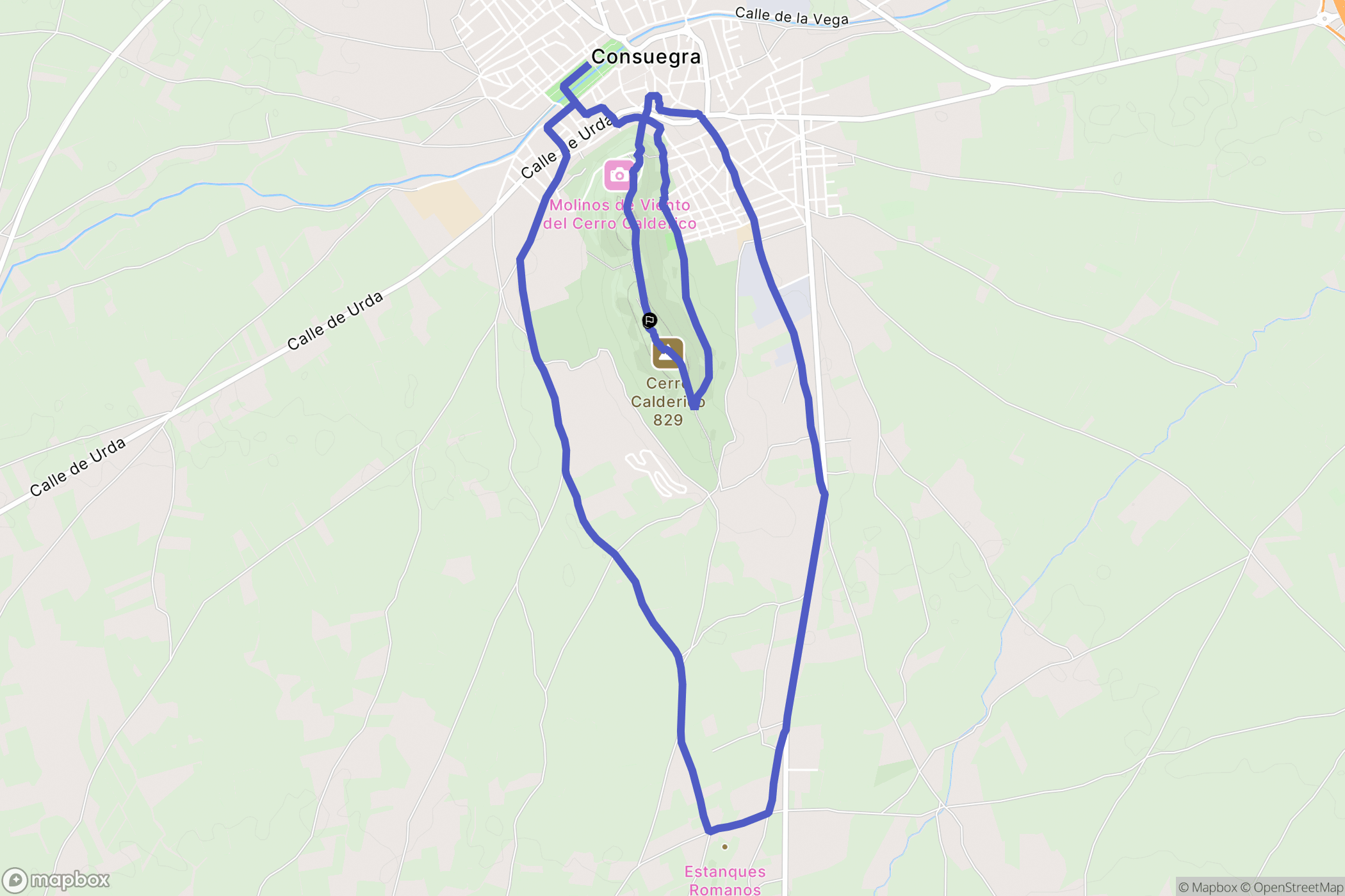 Consuegra : carte du parcours de randonnée - Spain