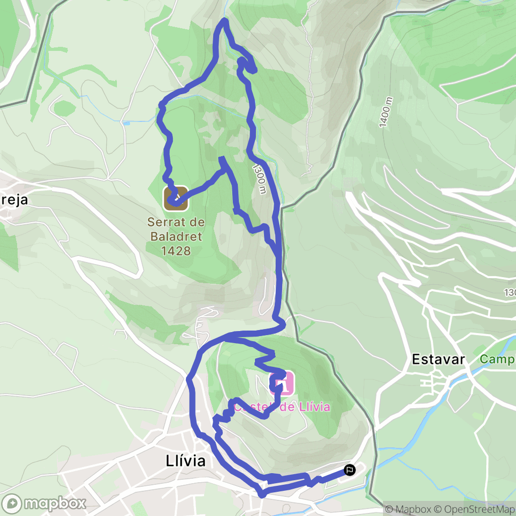 Llívia : carte du parcours de randonnée - Spain