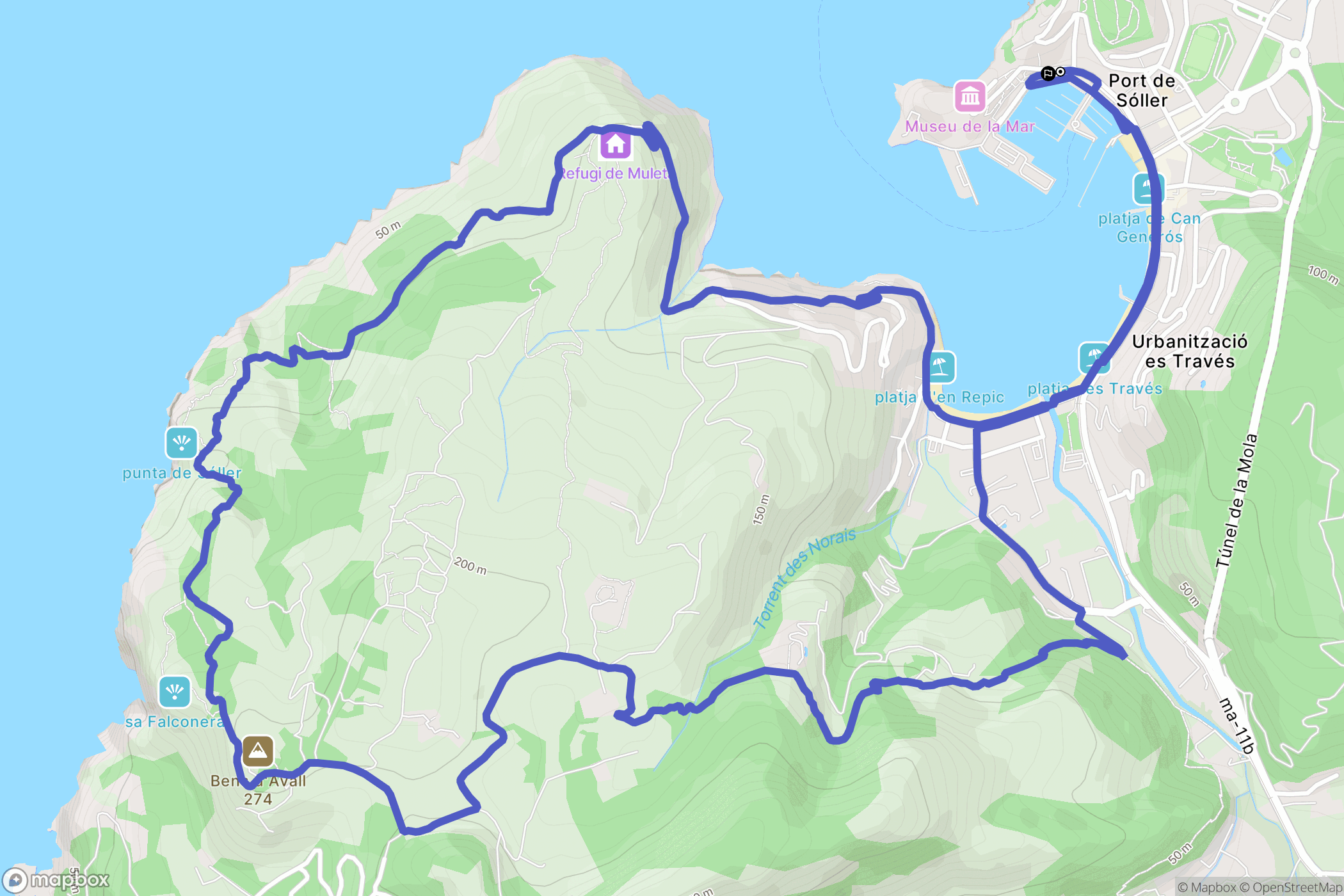 El Port : carte du parcours de randonnée - Spain