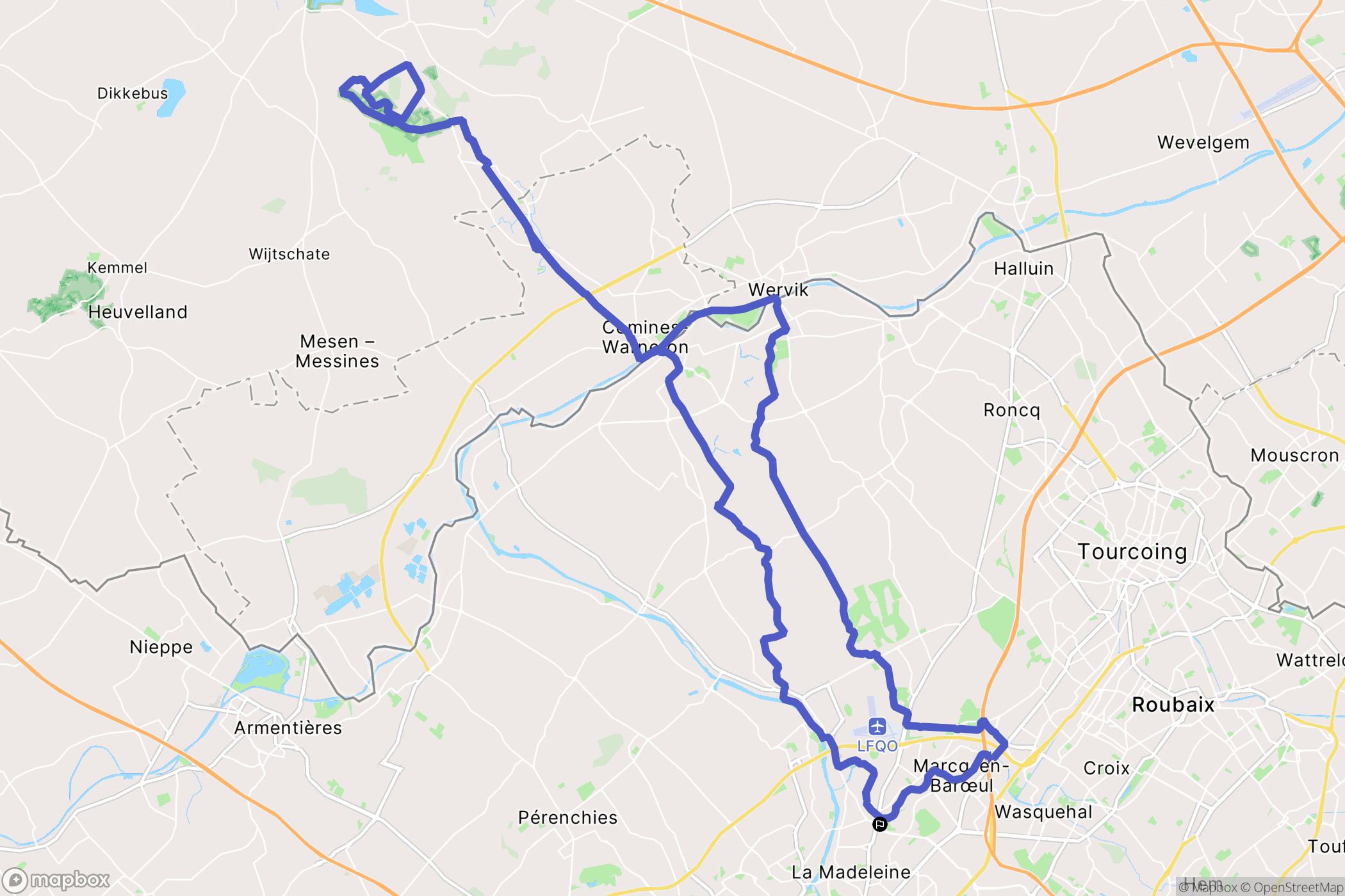 Marcq-en-Barœul : carte du parcours de randonnée - France