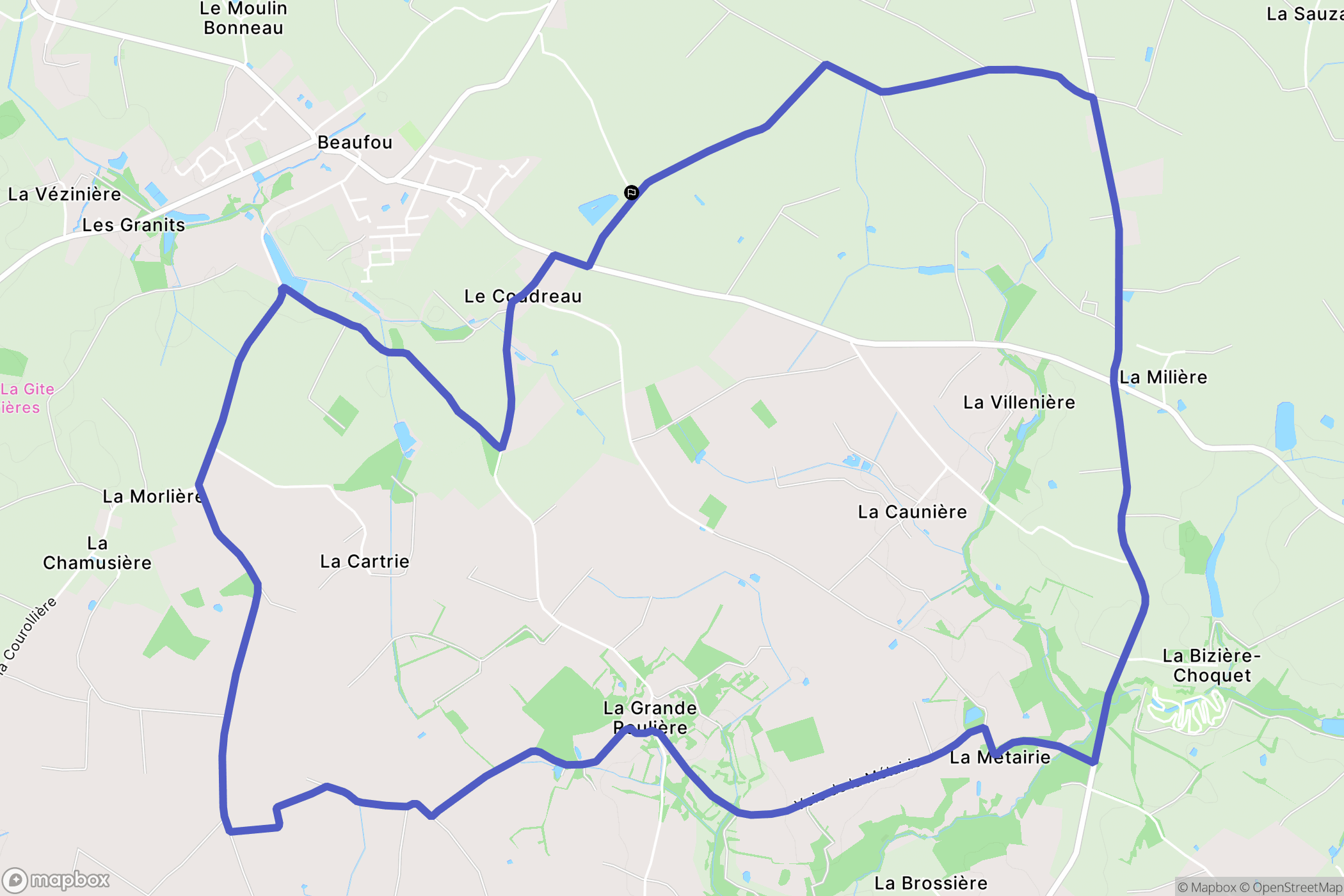 Beaufou : carte du parcours de randonnée - France