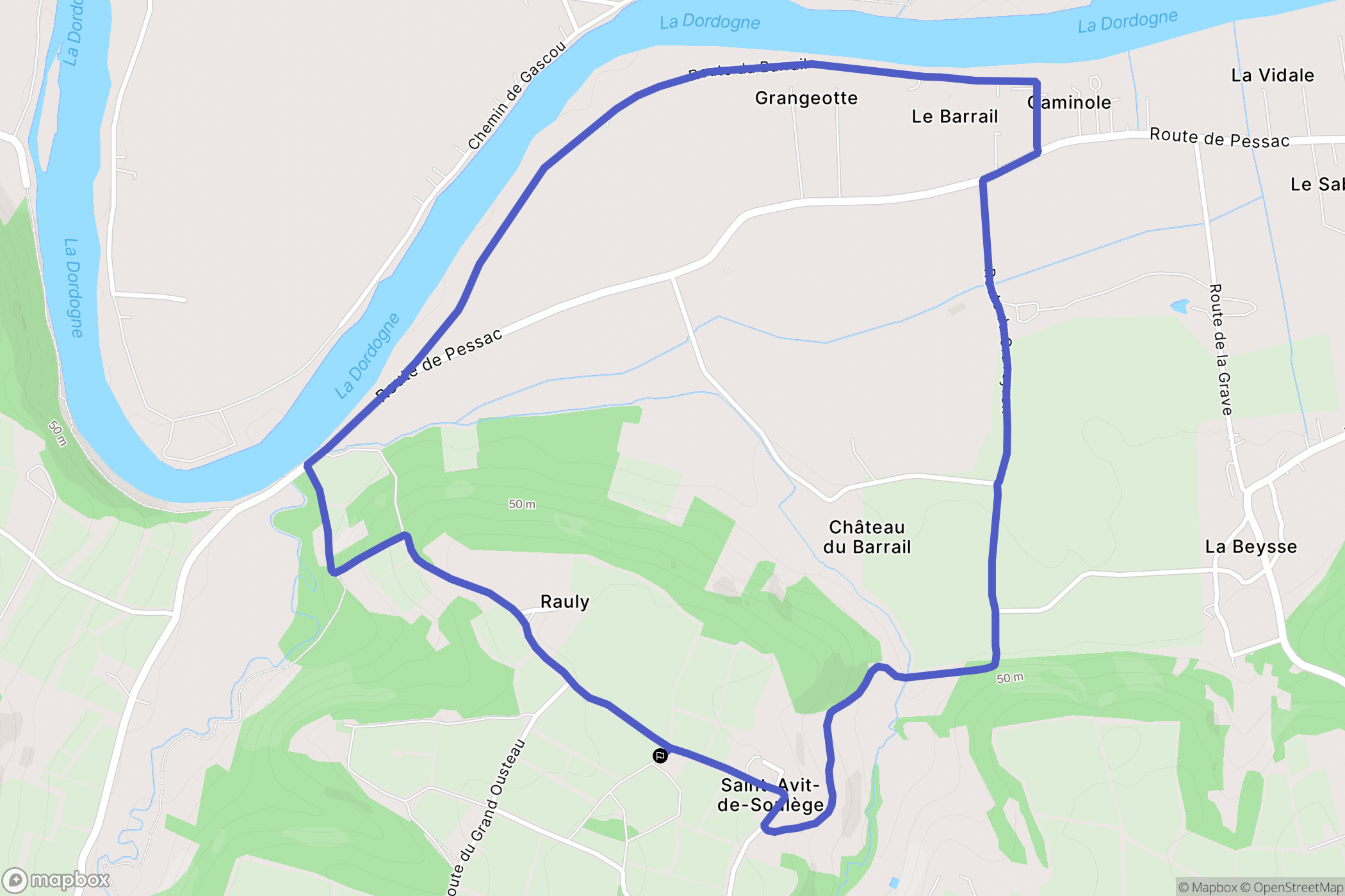 Saint-Avit-de-Soulège : carte du parcours de randonnée - France