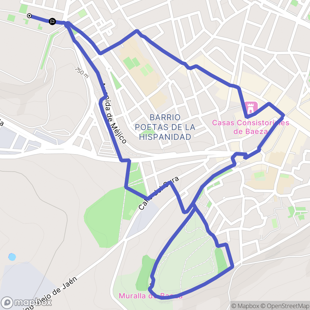 Baeza : carte du parcours de randonnée - Spain