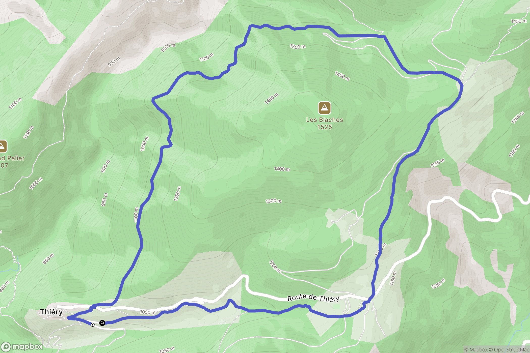 Thiéry : carte du parcours de randonnée - France