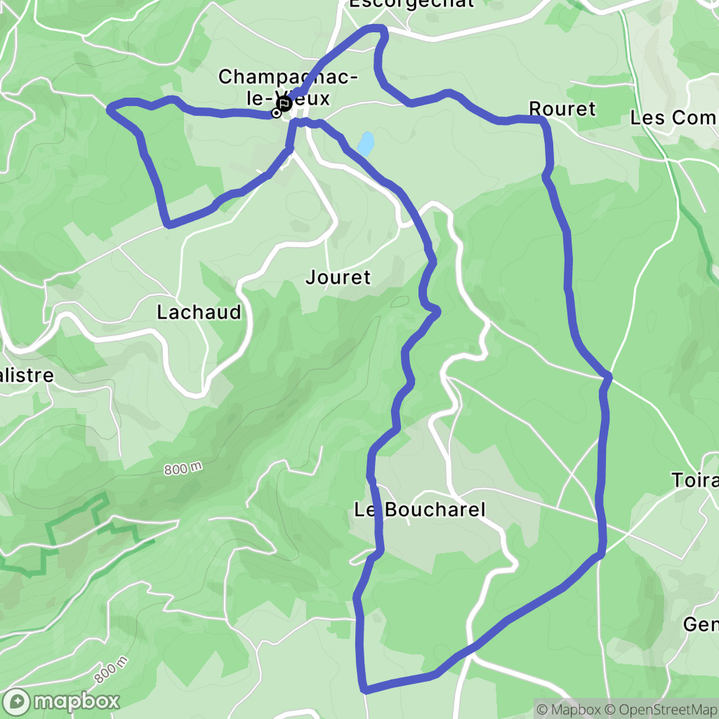 Champagnac-le-Vieux : carte du parcours de randonnée - France