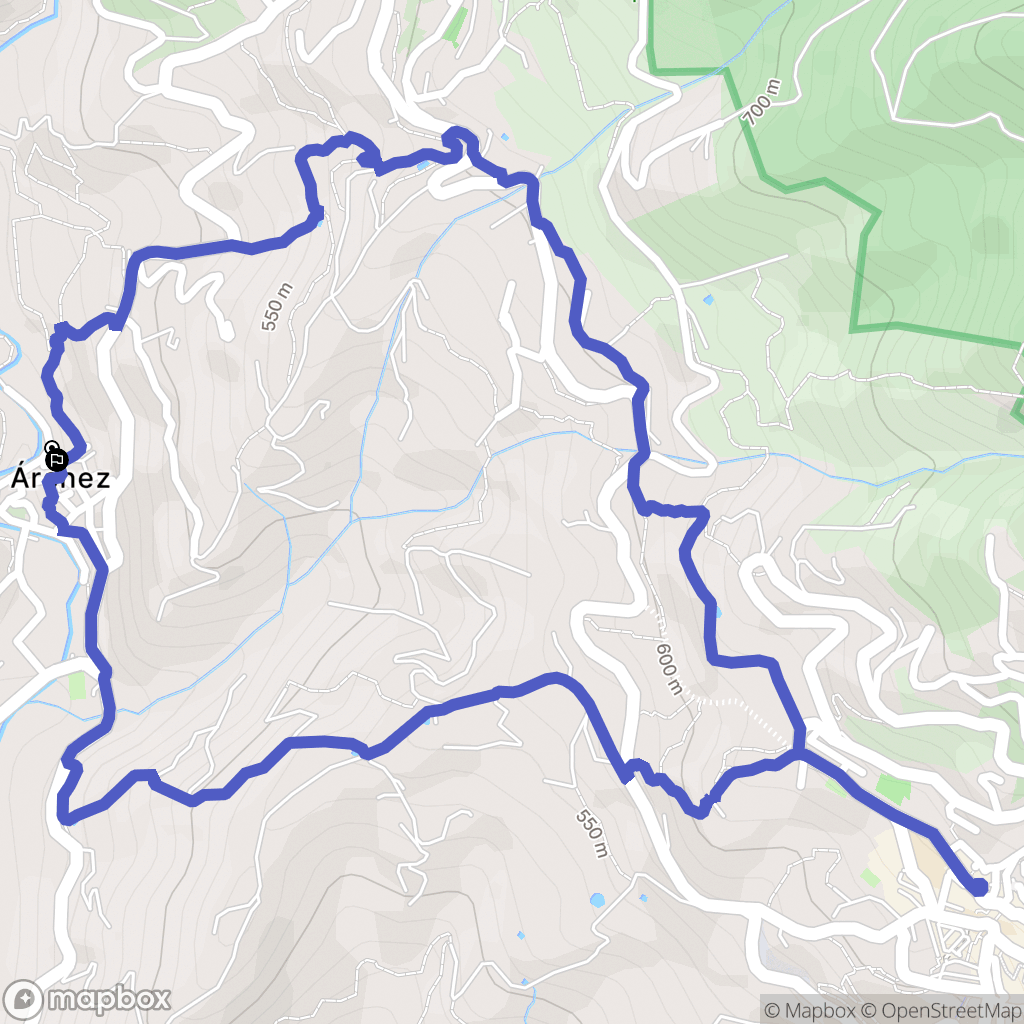 Árchez : carte du parcours de randonnée - Spain
