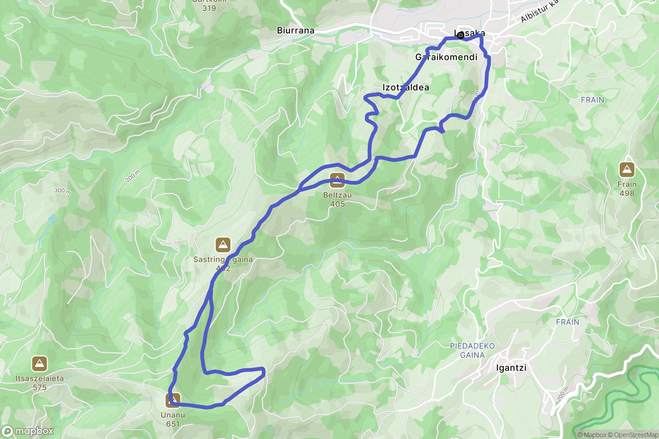 Lesaka : carte du parcours de randonnée - Spain