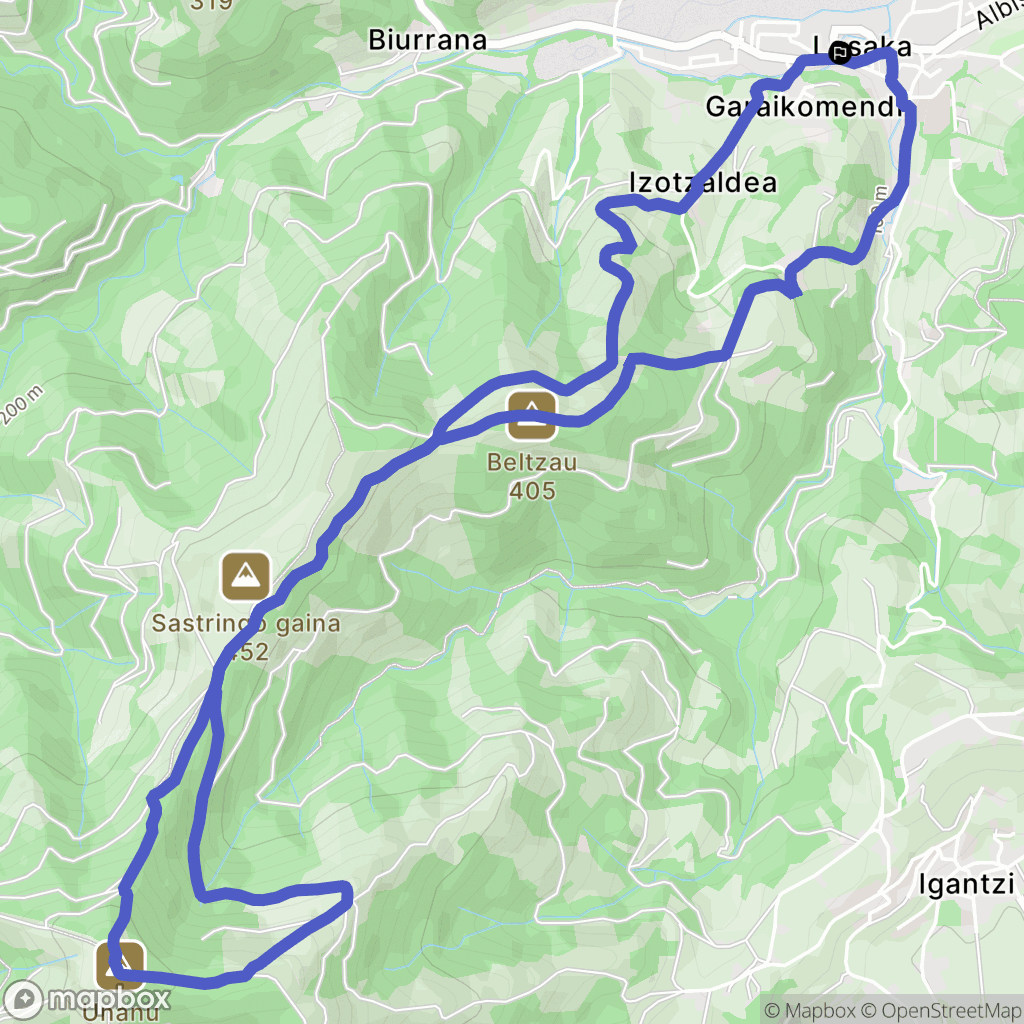 Lesaka : carte du parcours de randonnée - Spain