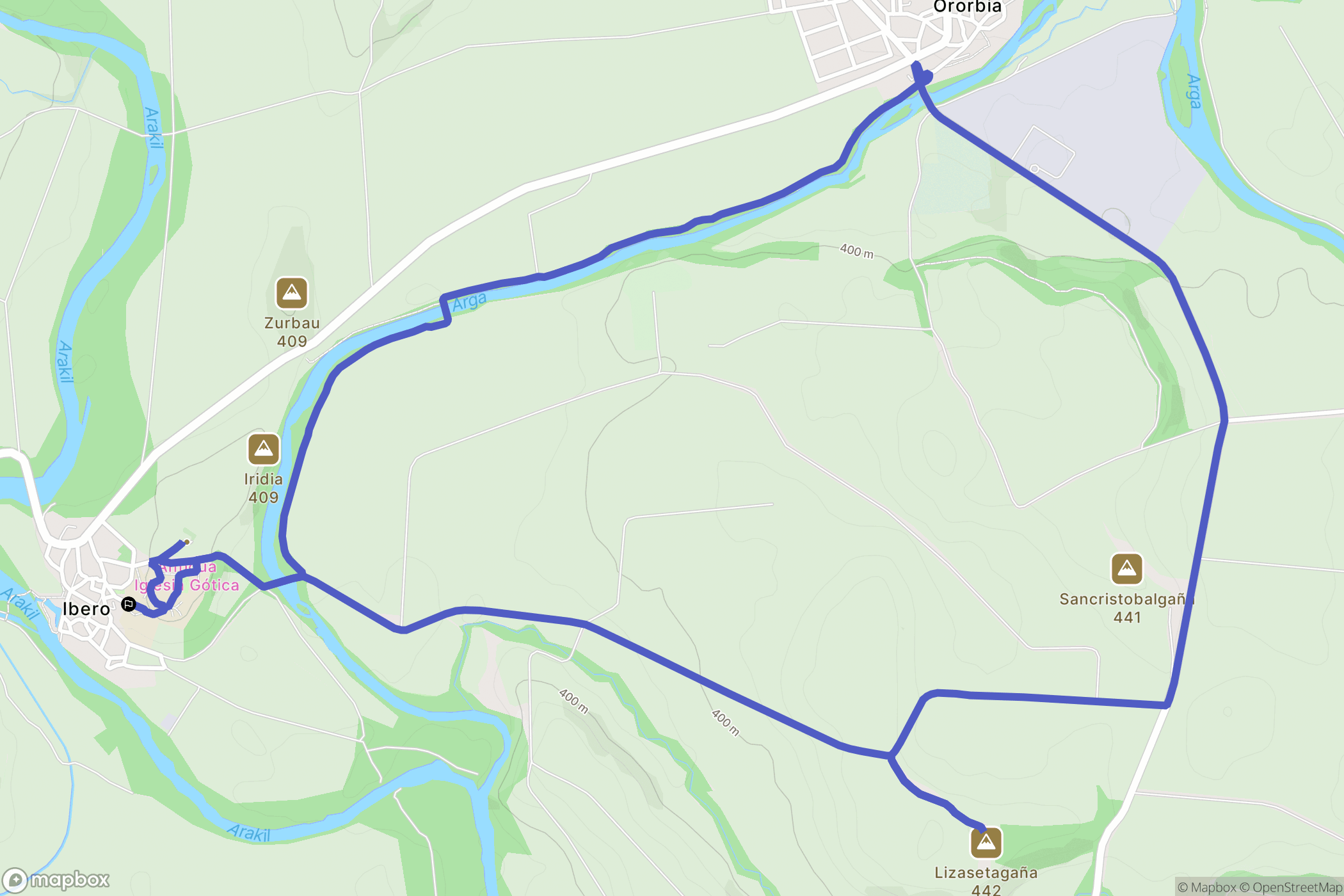 Ibero : carte du parcours de randonnée - Spain