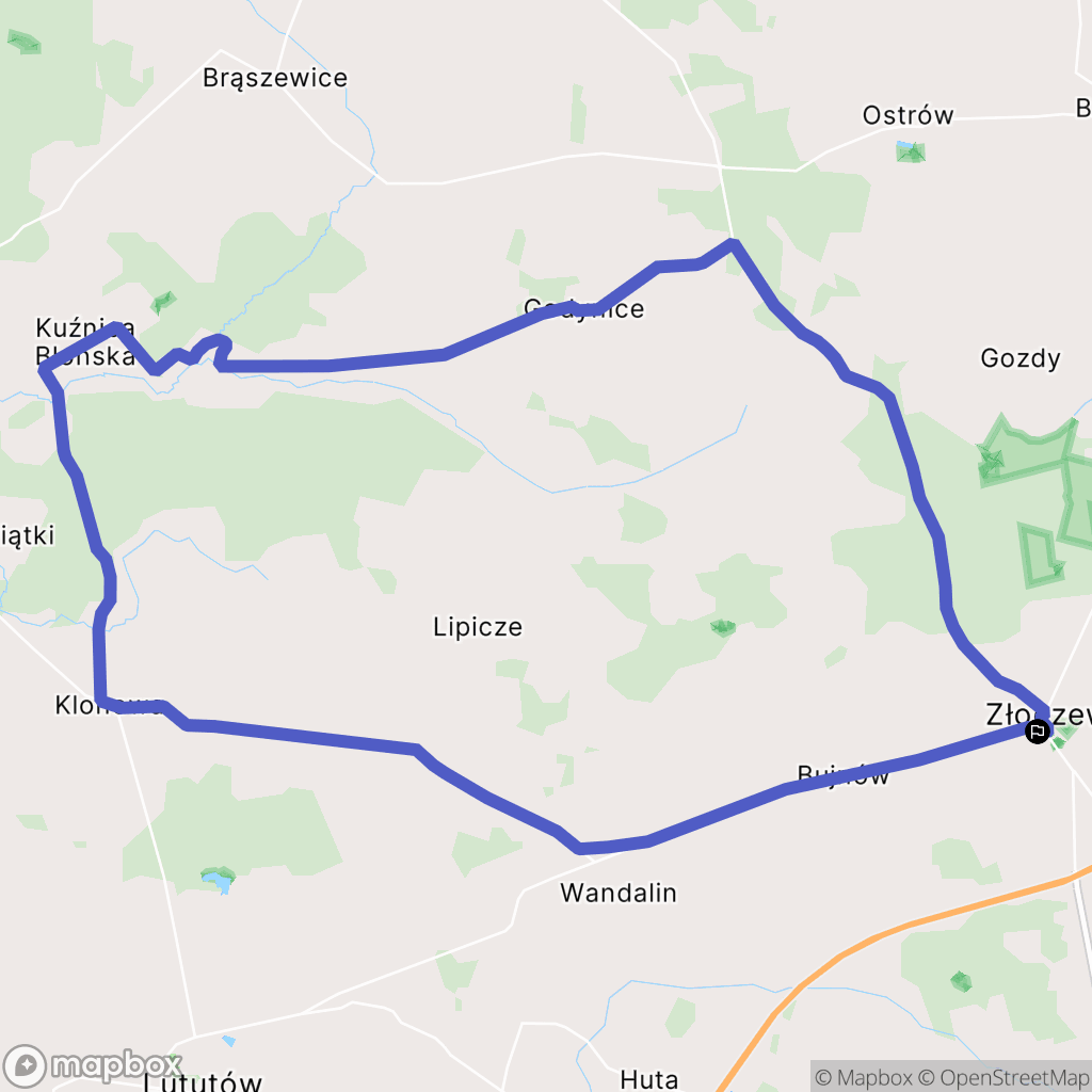 Złoczew: mapa trasy - Poland