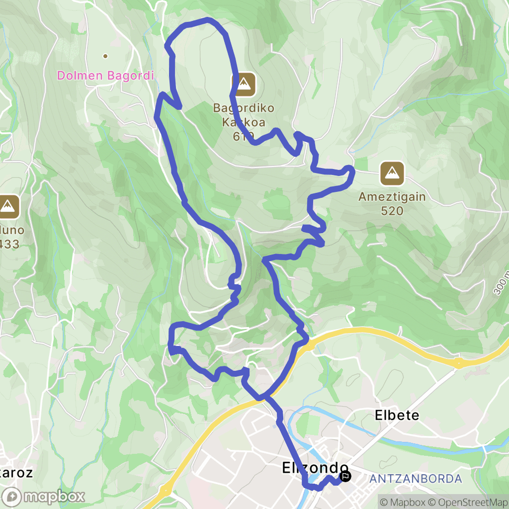 Elizondo : carte du parcours de randonnée - Spain
